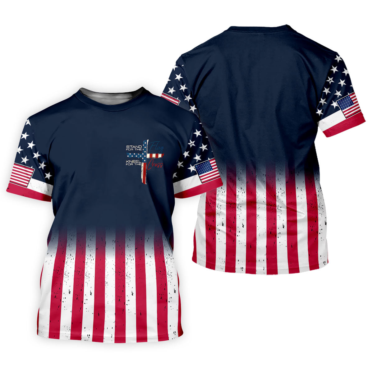 Stand For The Flag Kneel For The Cross Patriotic Golf Shirt, 250 Years 4th Of July Golf Shirt For Women