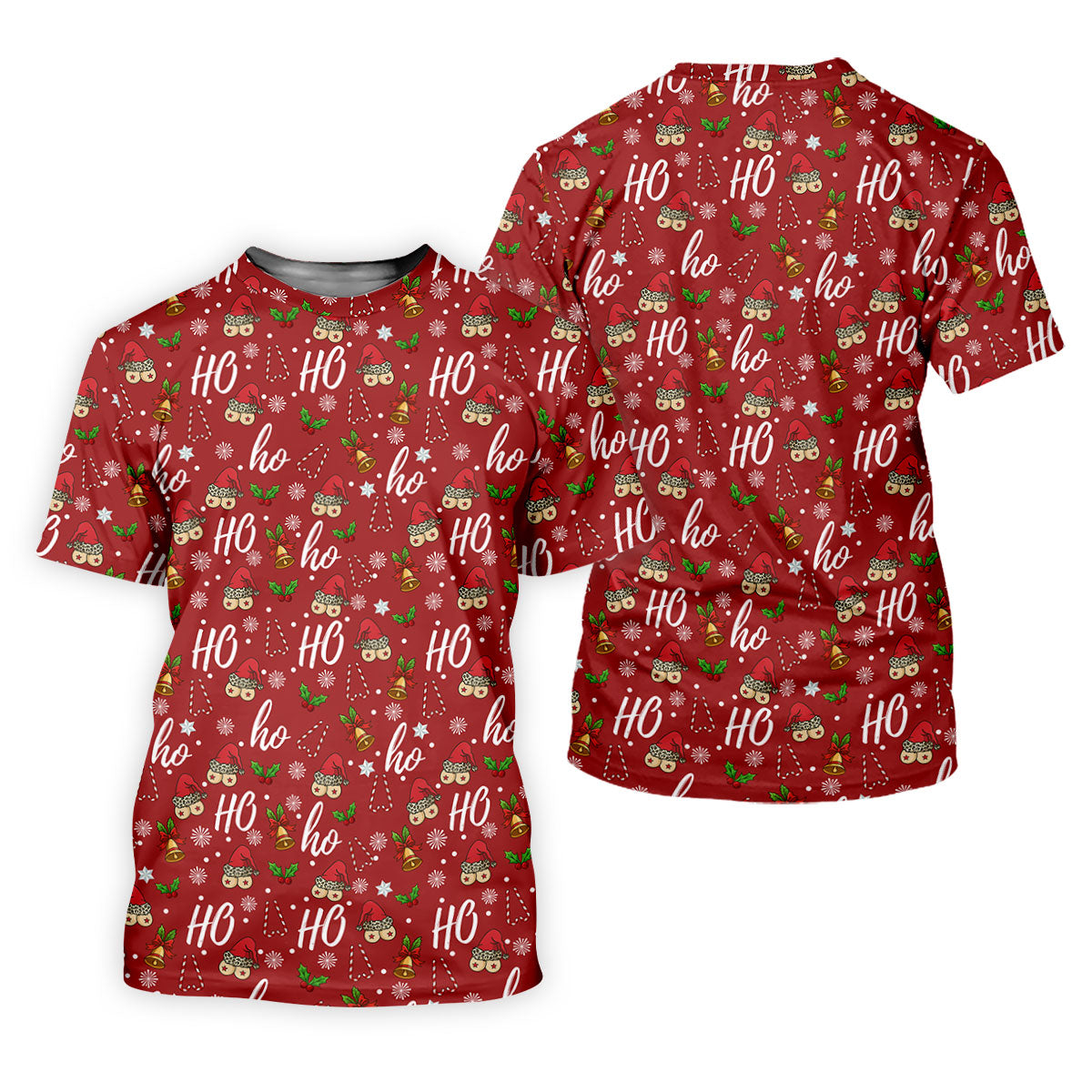 Funny Ho Ho Ho Naughty Tits Christmas Golf Shirt, Golf Christmas Gifts, Ladies Golf Shirts