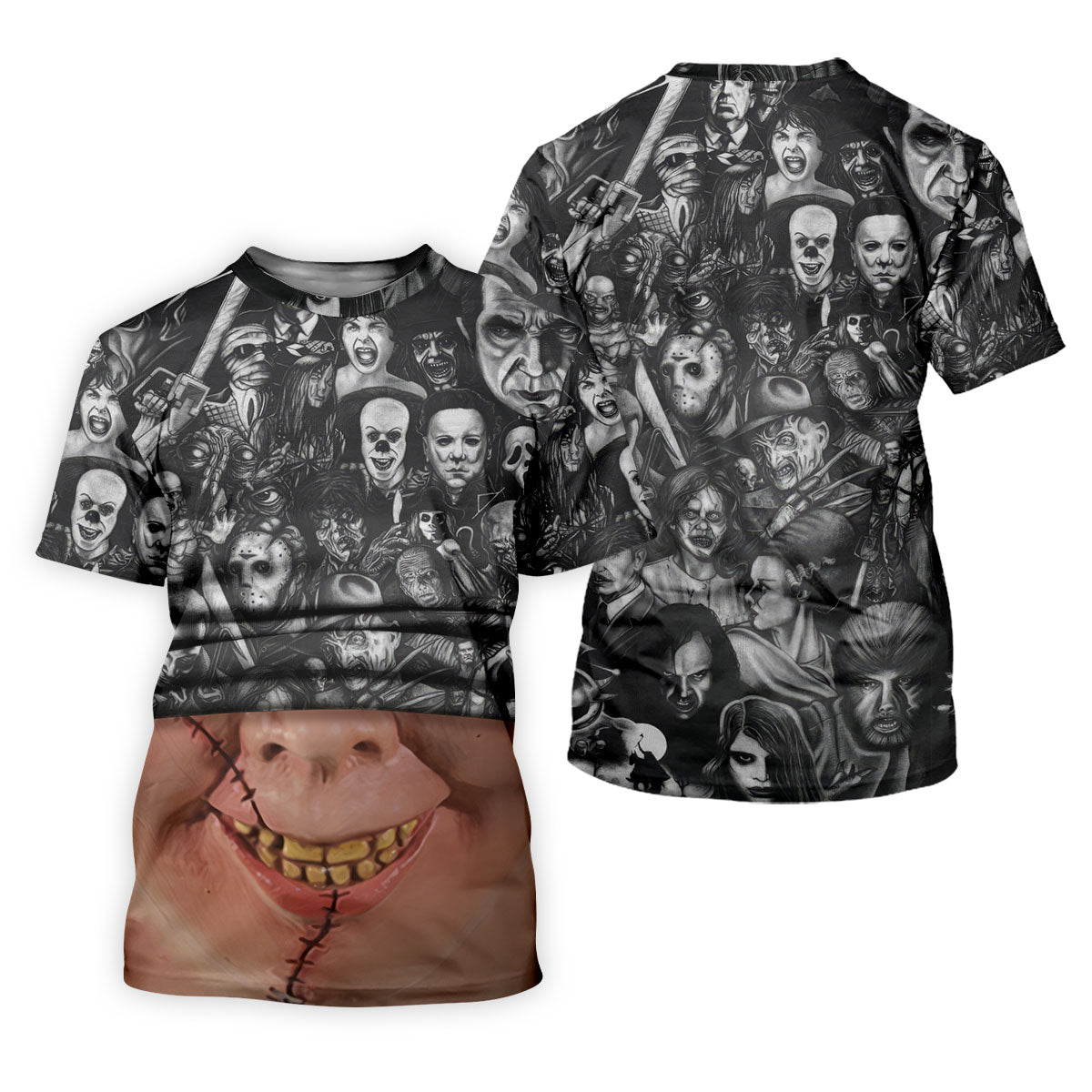 Stitched Face Horror Character Halloween Polo Shirt, Golf Polo For Women, Ladies Golf Top