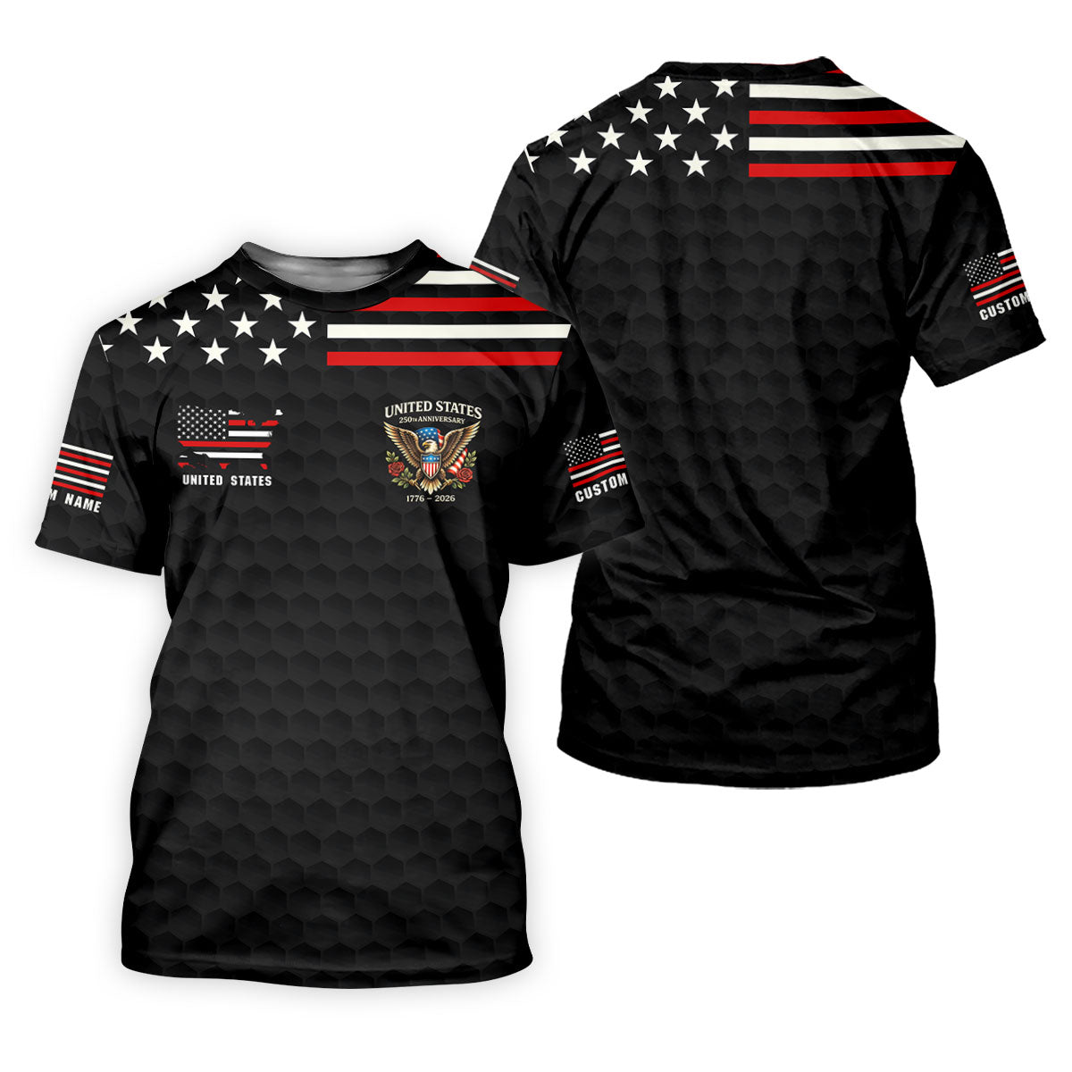 250th Anniversary Bald Eagle And Roses Black Golf Shirt, Patriotic 4th Of July Golf Shirt For Women