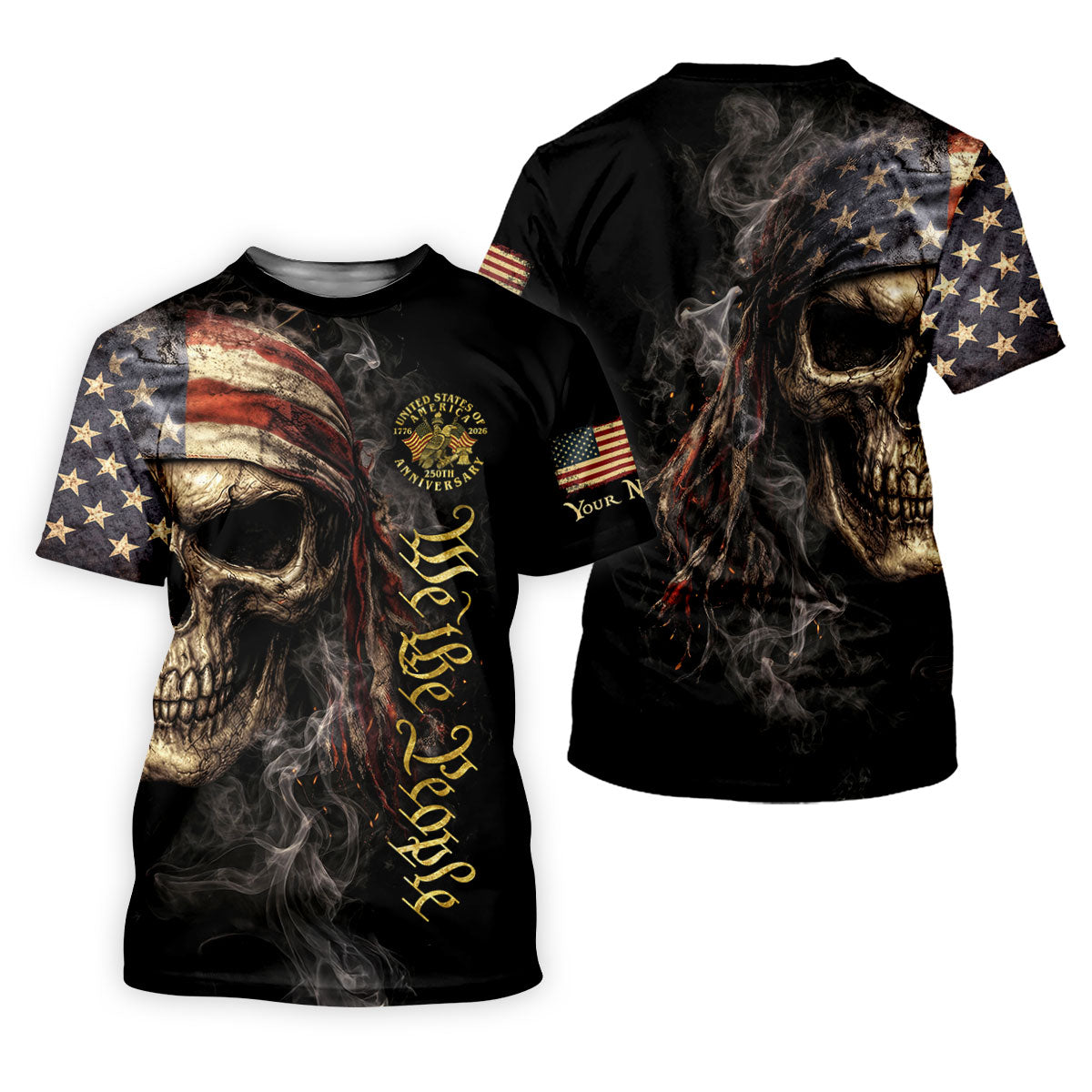 USA 250th Anniversary We The People Patriotic Skull Golf Shirt, 4th Of July Golf Shirt For Women