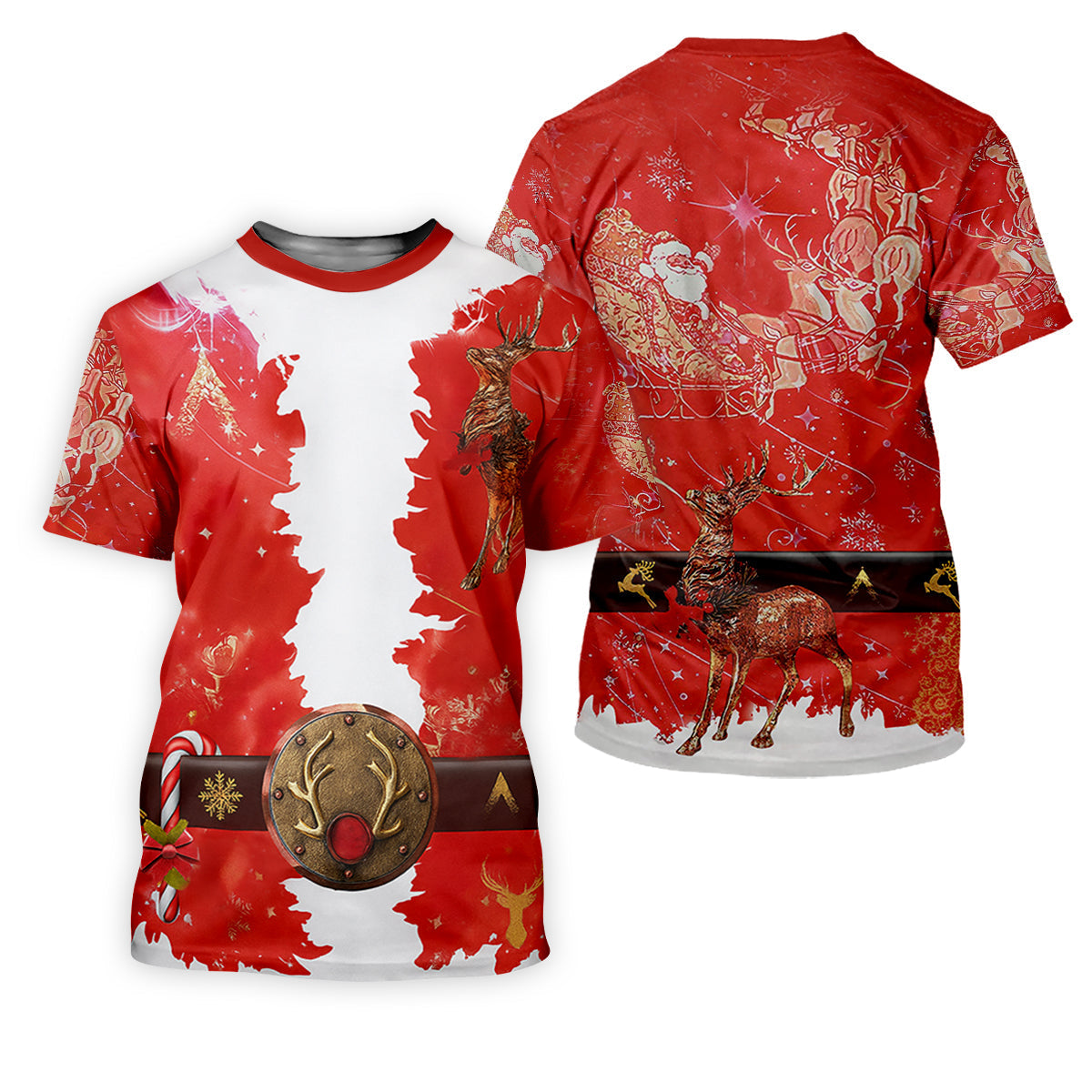 Santa Claus Christmas Print Fun Golf Shirts For Men, Christmas Golf Shirt, Polo Shirts For Men, Golfing Apparel