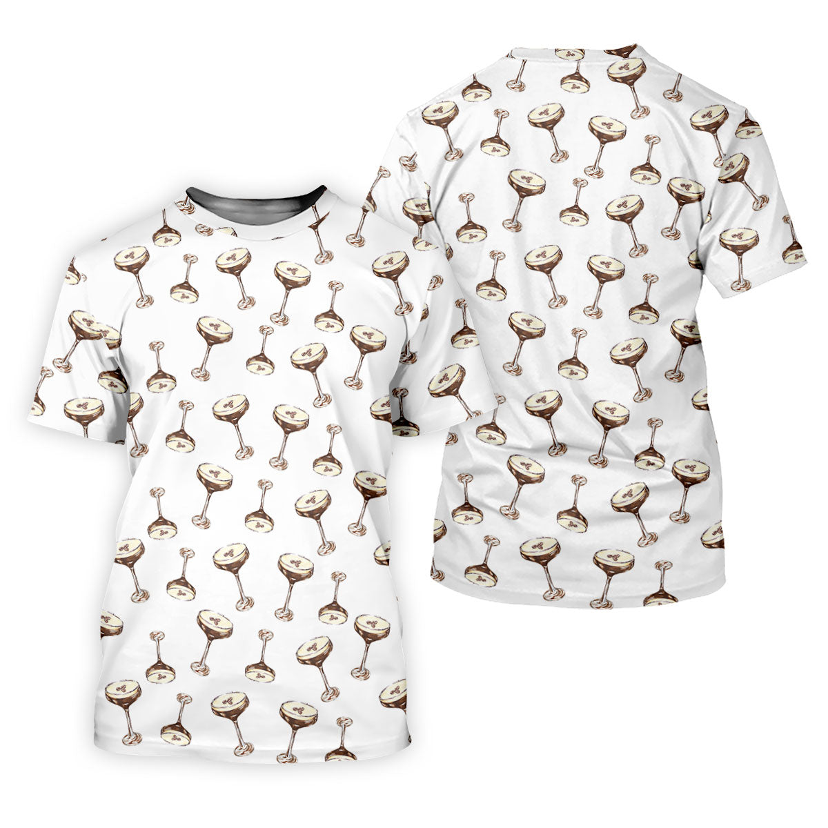 Expresso Martini Doodle Seamless Pattern Hawaiian Golf Shirt, Women's Golf Tops