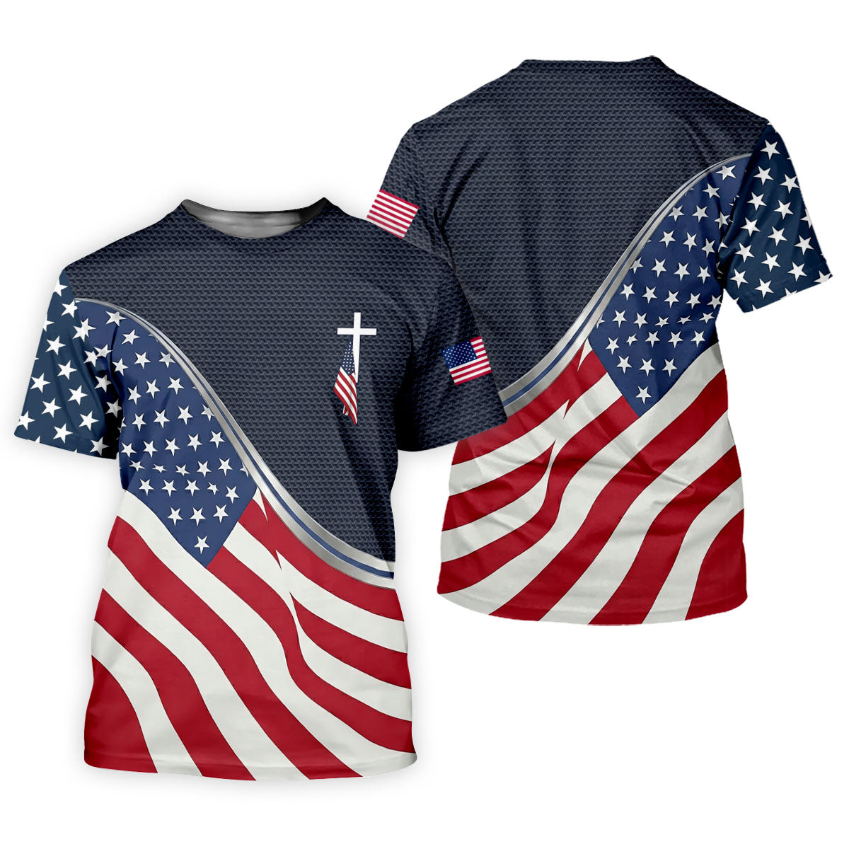 Christian American Flag Cross Golf Polo Shirt, Women's Golf Polo, Golf Tops For Women