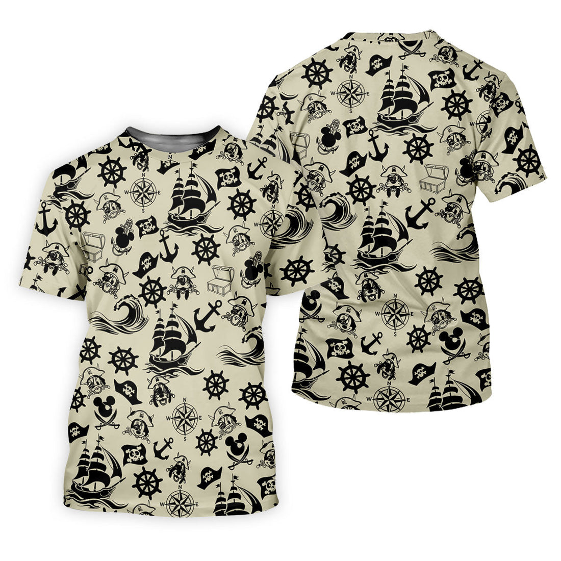 Vintage Pirate Nautical Pattern Golf Polo Shirt, Hawaiian Golf Shirt, Golf Polo Shirts For Men