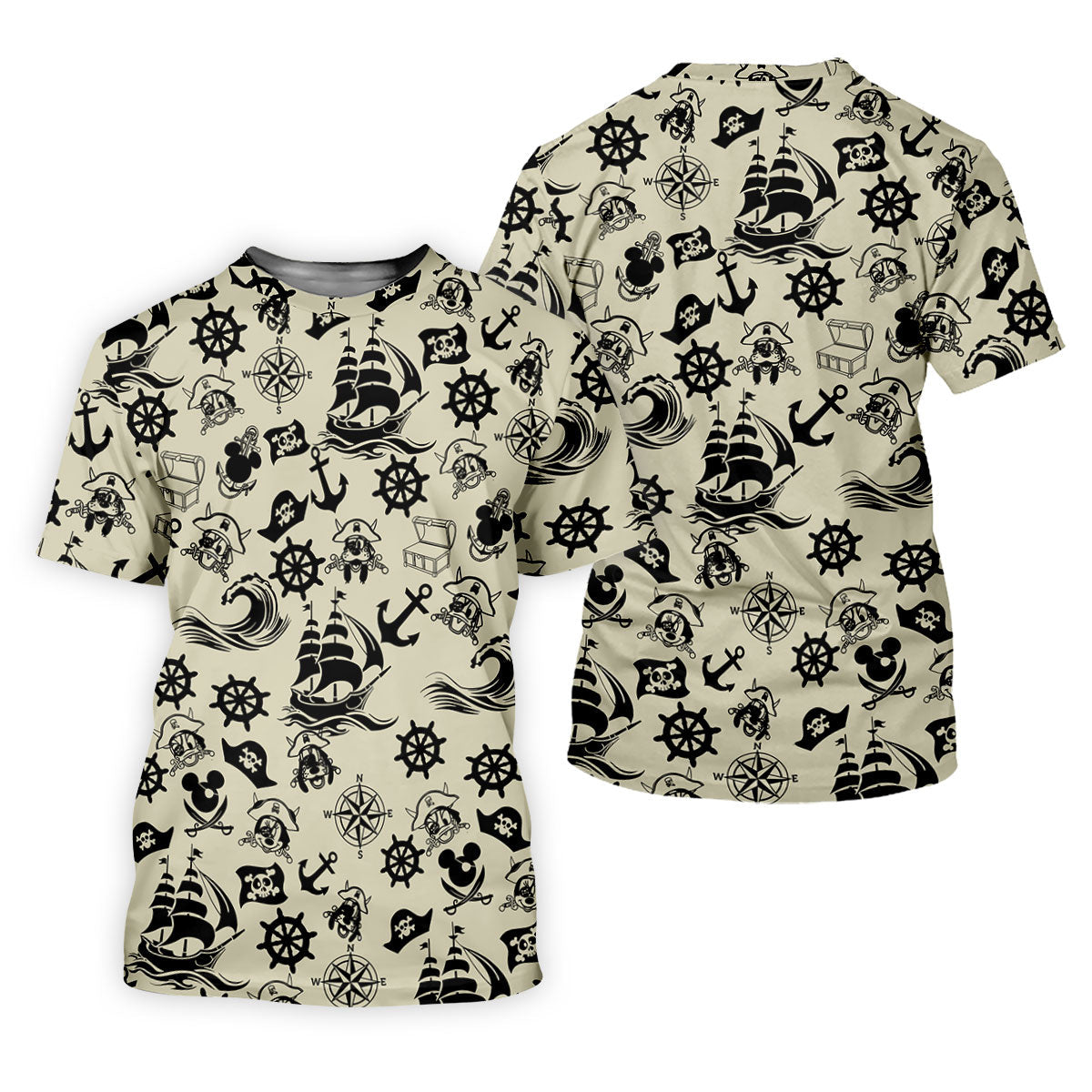 Vintage Pirate Nautical Pattern Golf Polo Shirt, Hawaiian Golf Shirt, Golf Polo Shirts For Men