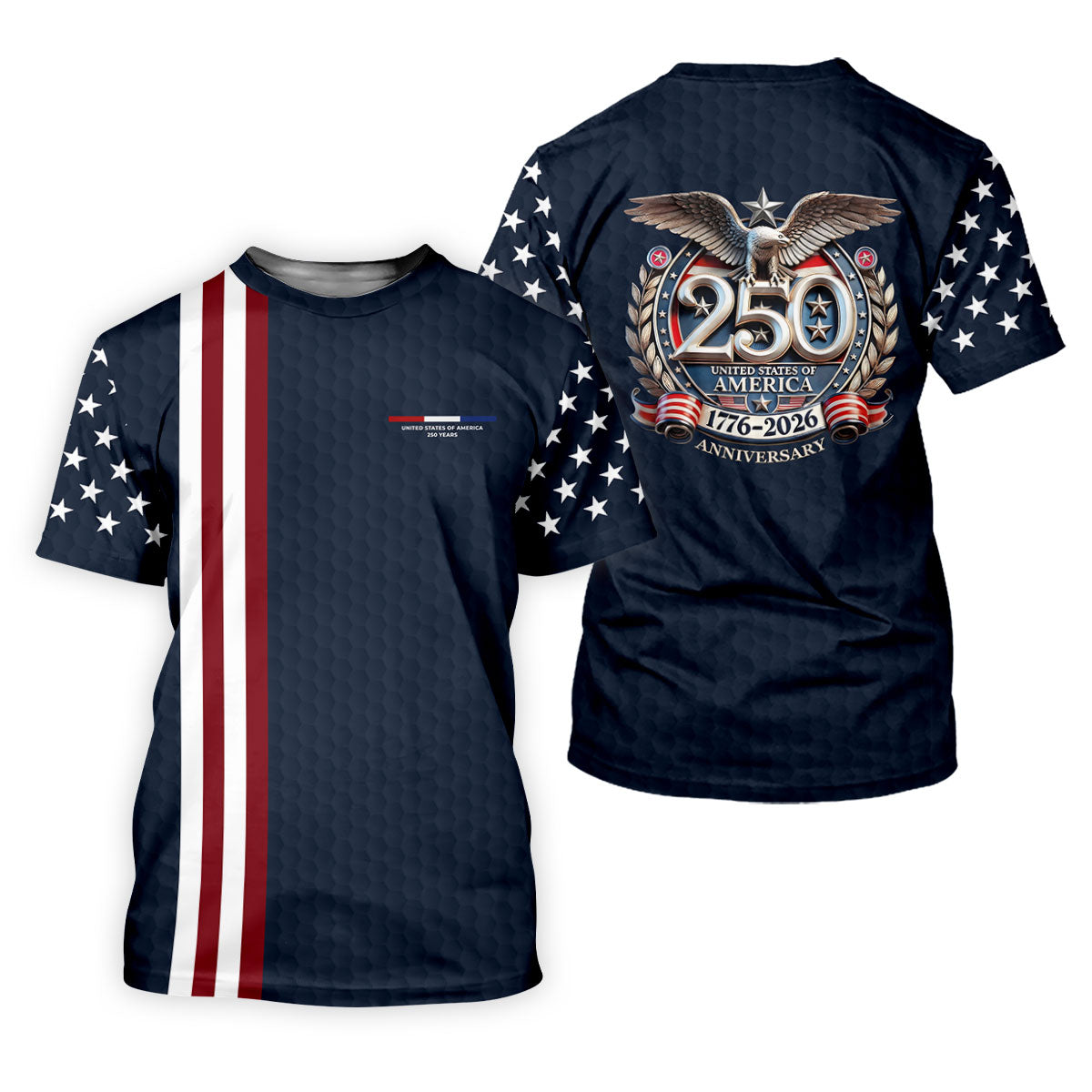 250 Years US Bald Eagle Golf Ball Pattern Golf Shirt, Patriotic 4th Of July Golf Shirt For Women