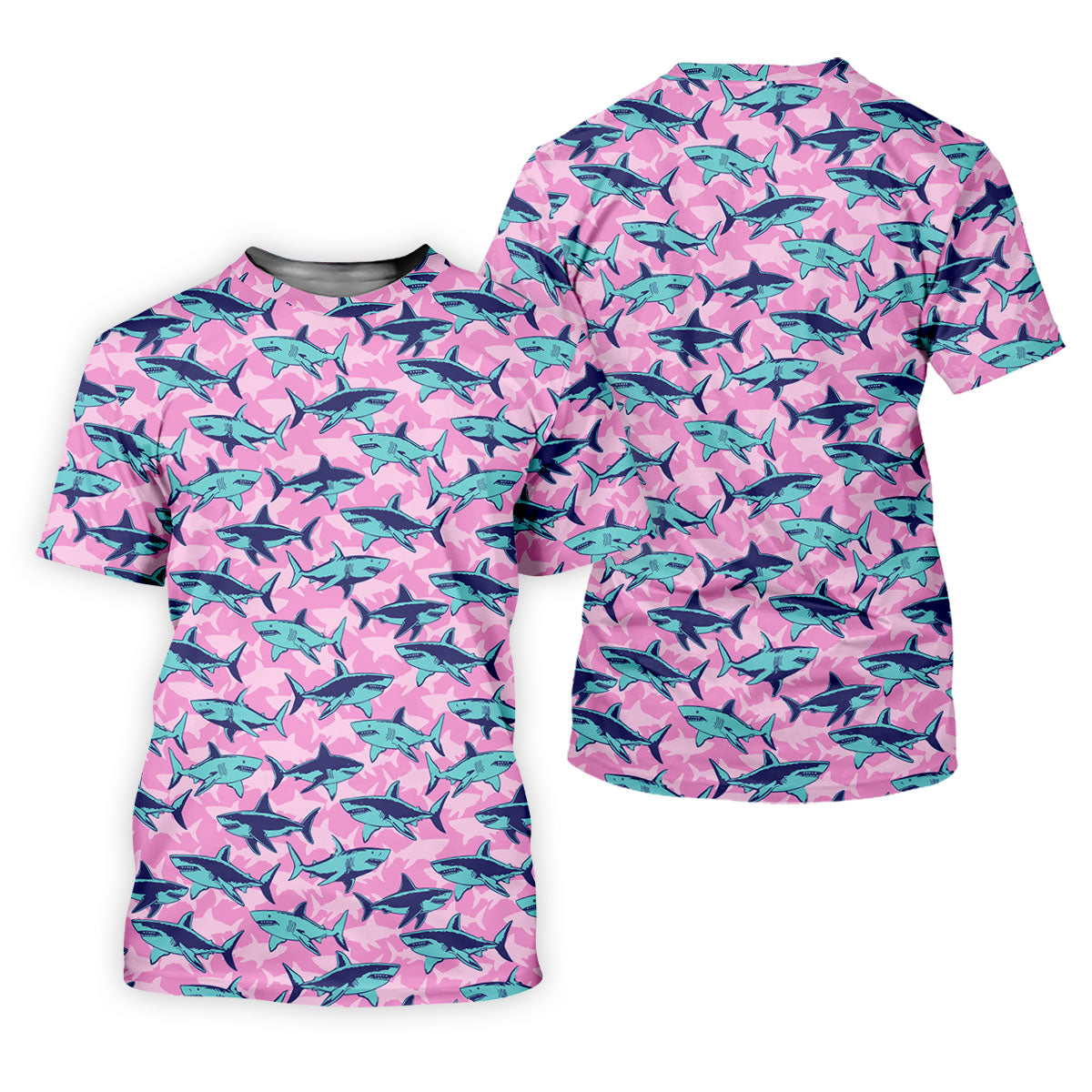 Shark Pattern Hawaiian Golf Shirt, Pink Golf Shirt, Golf Shirt For Women, Golfing Apparel