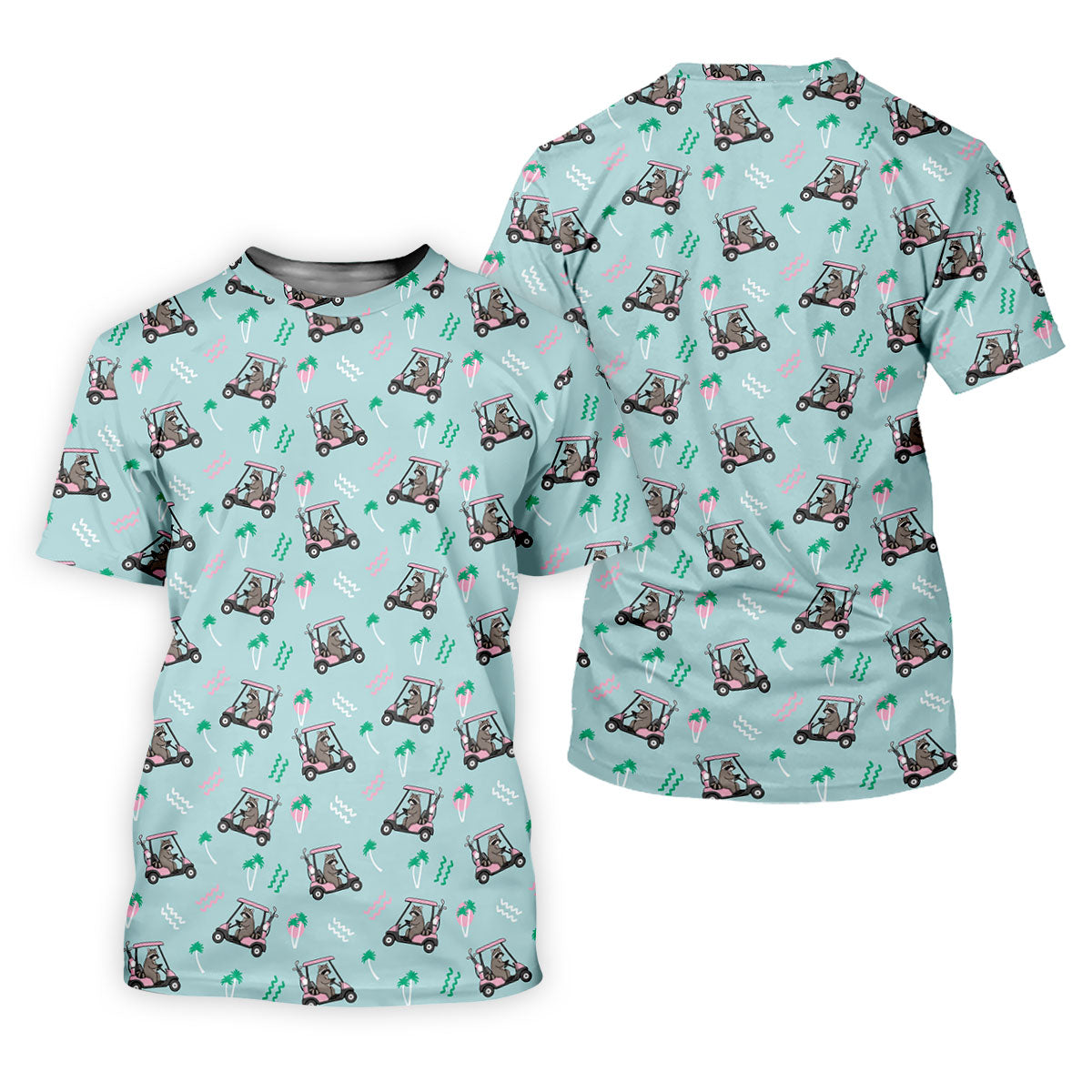 Funny Raccoon Golf Cart Tropical Polo Shirt, Hawaiian Golf Shirt, Golf Shirts For Men