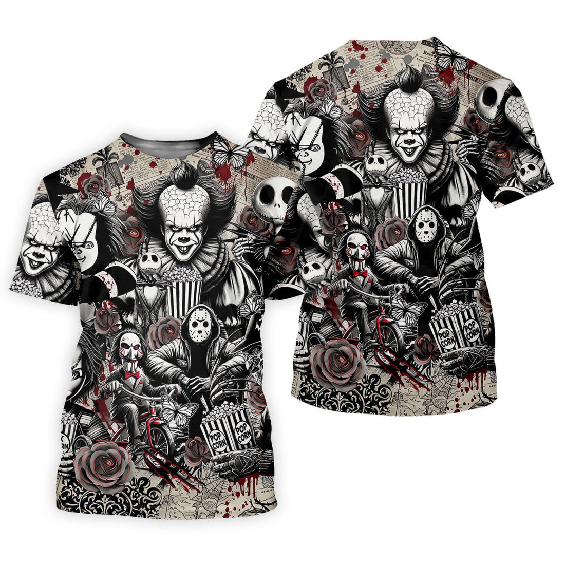 Horror Character Movie Collage Golf Polo Shirt, Men's Golf Polo, Hawaiian Golf Shirt