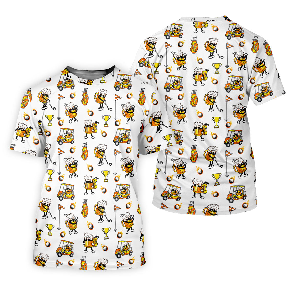 Funny Beer Mug Golfer Pattern Golf Polo Shirt, Mens Golf Polo, Golf Apparel For Men