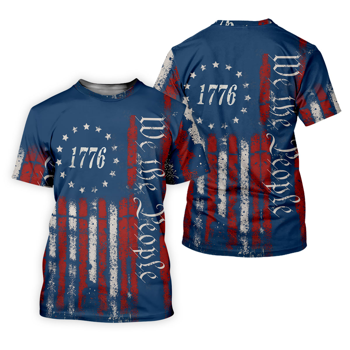 1776 We The People Red White Blue 250th Golf Shirt, Patriotic 4th Of July Golf Shirts For Men