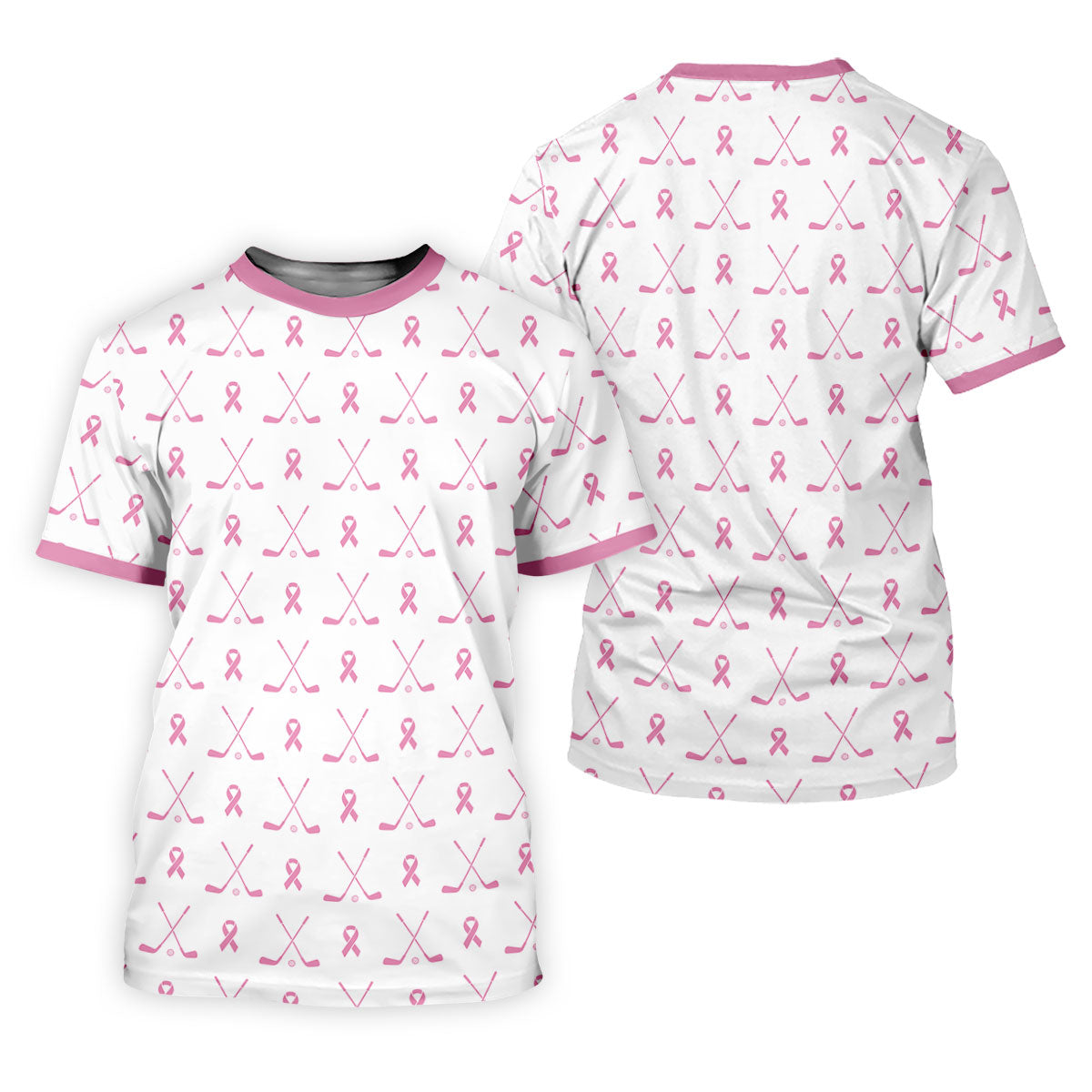Pink Ribbon Golf Clubs Breast Cancer Polo Shirt, Golf Polo For Women, Ladies Golf Top