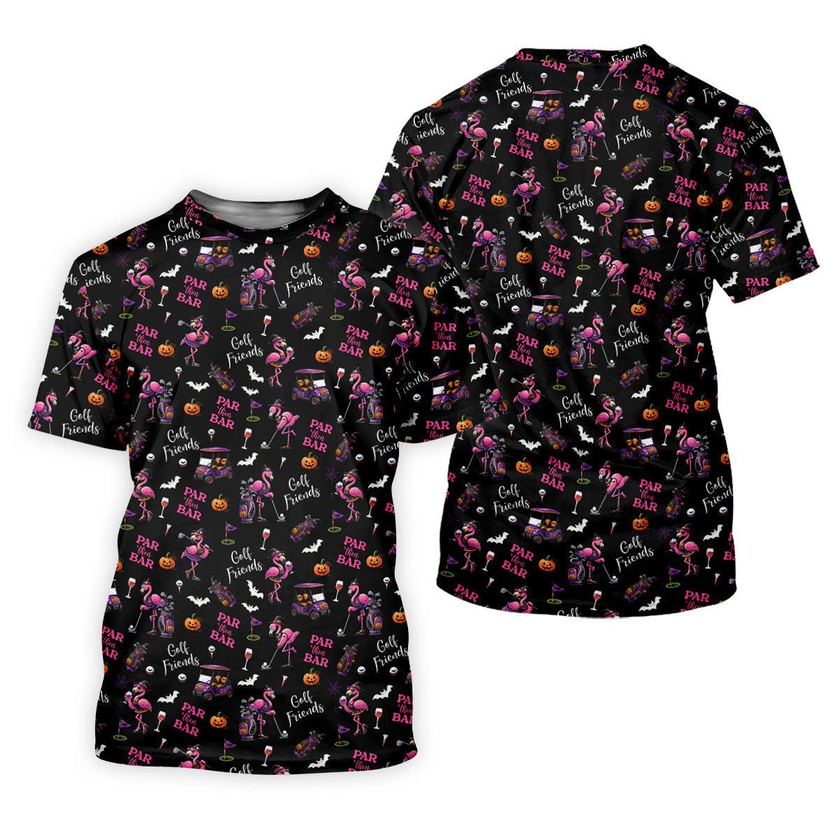 Black Par Then Bar Flamingo Halloween Shirt, Ladies Golf Shirt, Golf Polo For Women