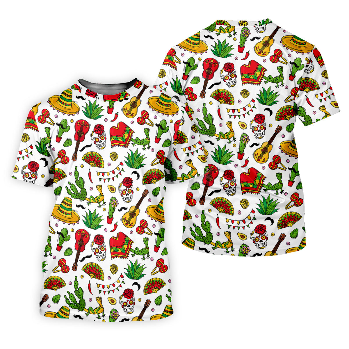 Mexican Instruments Funny Cacti Golf Tops For Men, Cinco De Mayo Celebration Golf Shirts For Men