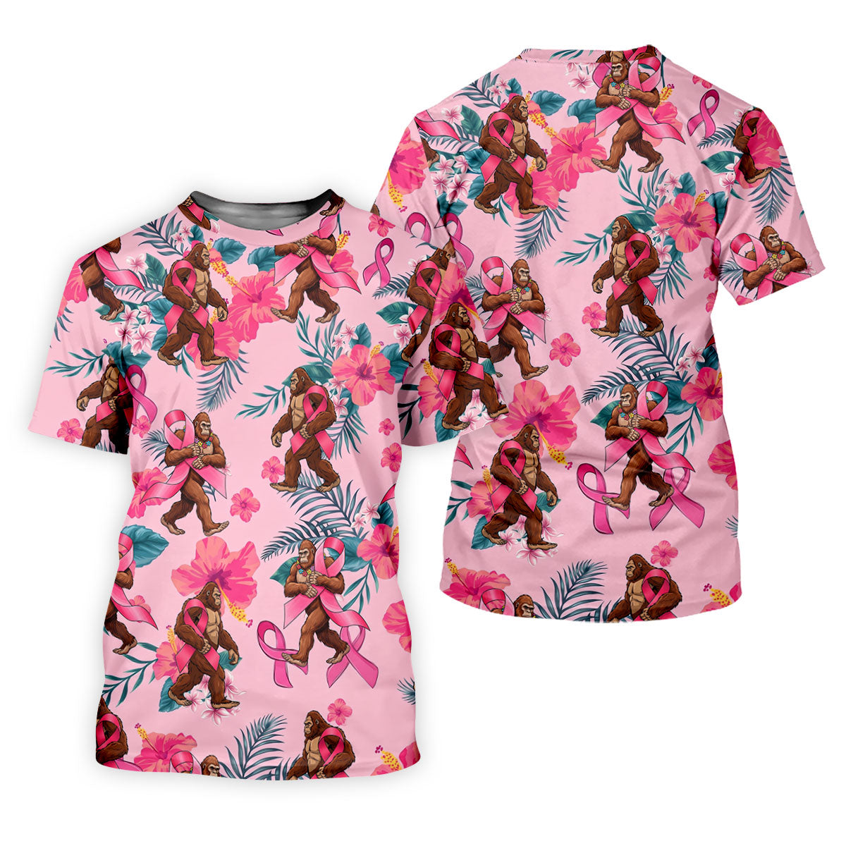 Bigfoot Pink Ribbon Floral Breast Cancer Polo Shirt, Women’s Golf Polo, Ladies Golf Top