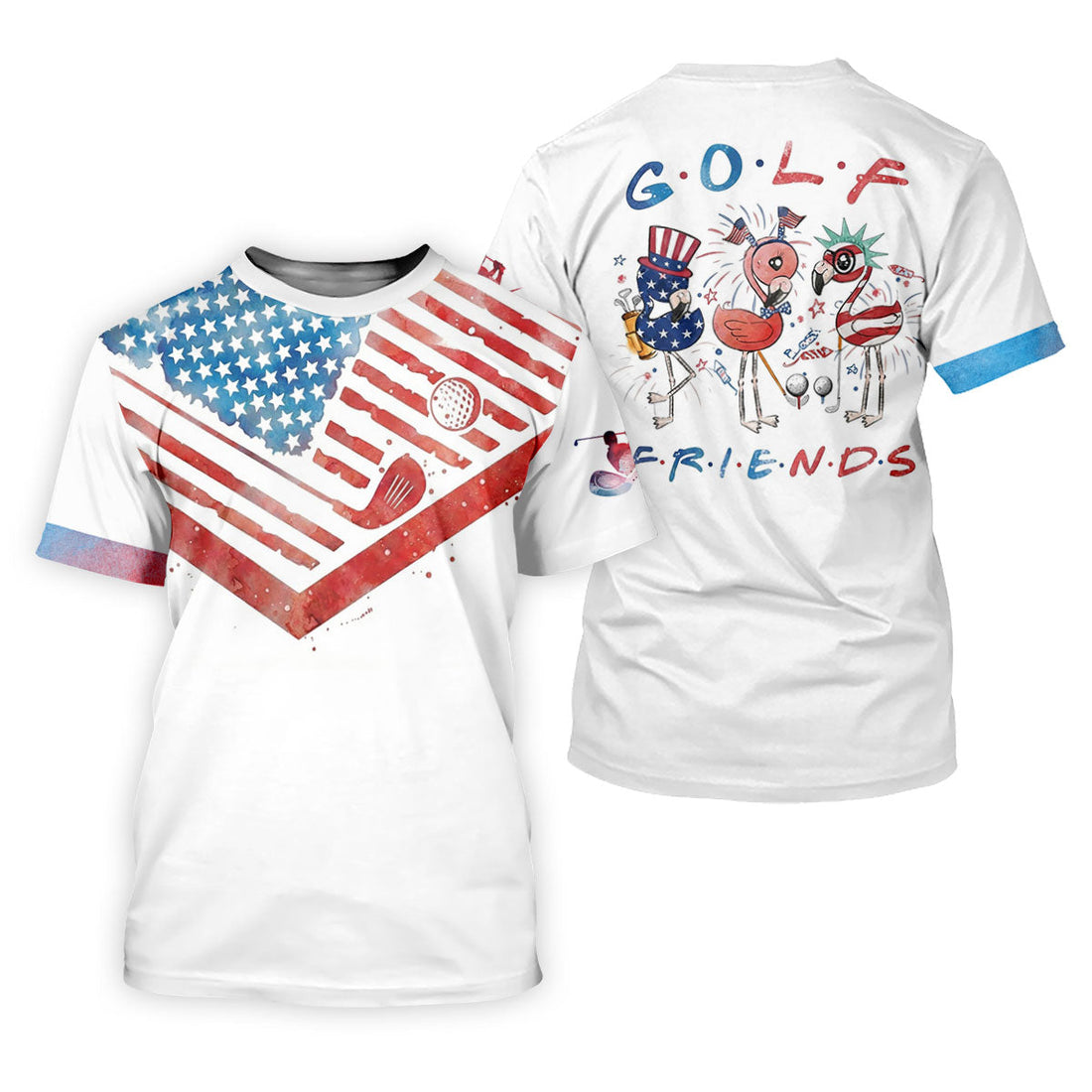 Vintage American Flag Golf Polo Shirt, Mens Golf Shirts, Golf Polo Shirts For Men