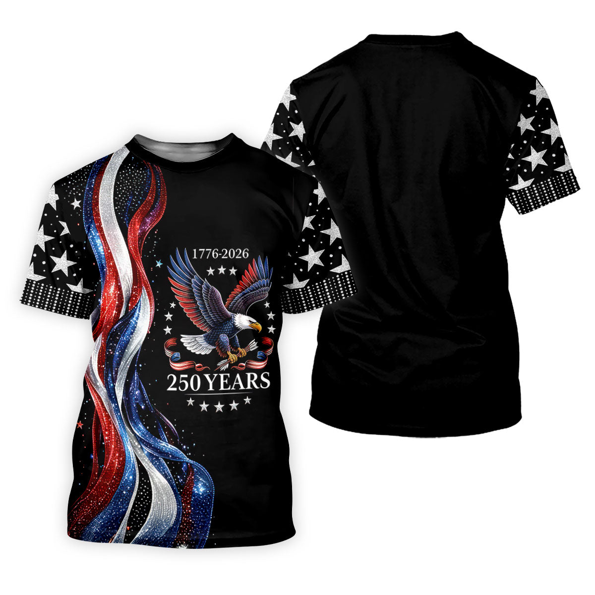 USA 250th Anniversary Bald Eagle Galaxy Art Golf Shirt, Patriotic 4th Of July Golf Shirt For Women