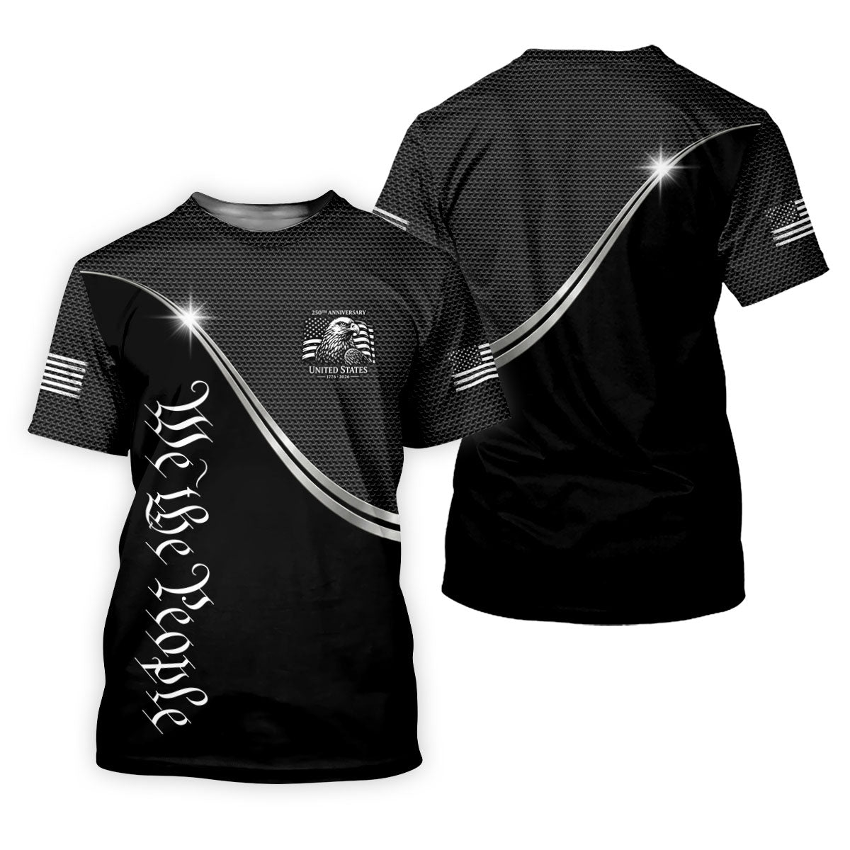 We The People 250th Anniversary Black Golf Shirt, Patriotic 4th Of July Golf Shirts For Men