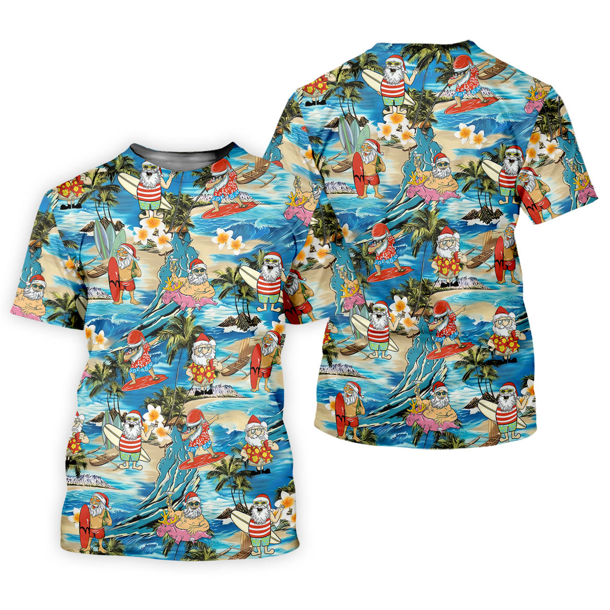 Women's Tropical Santa Surf Vacation Golf Shirt, Christmas Golf Shirt, Women’s Golf Apparel