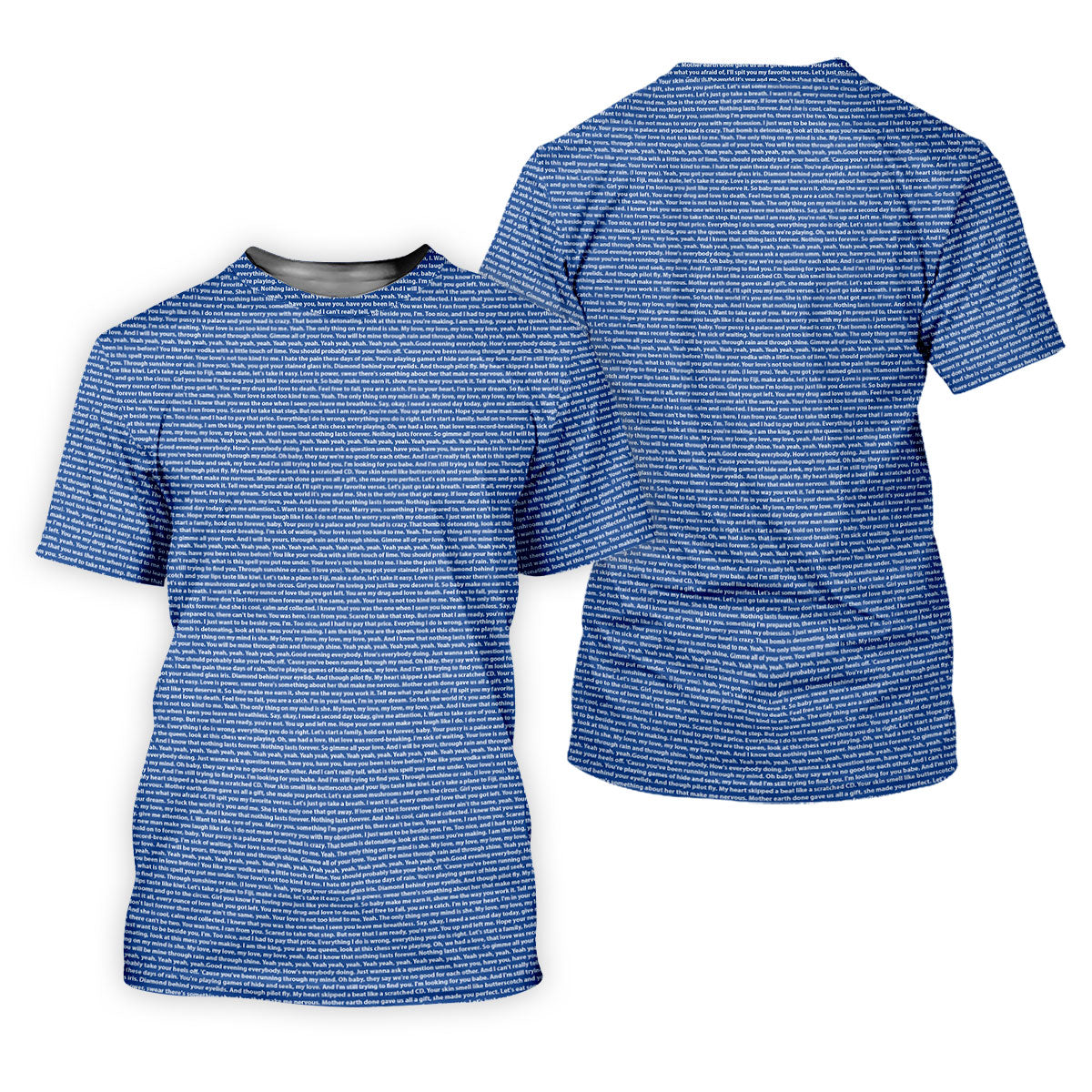 Blue Text Pattern Golf Polo Shirt, Golf Polo Shirts For Men, Mens Golf Apparel