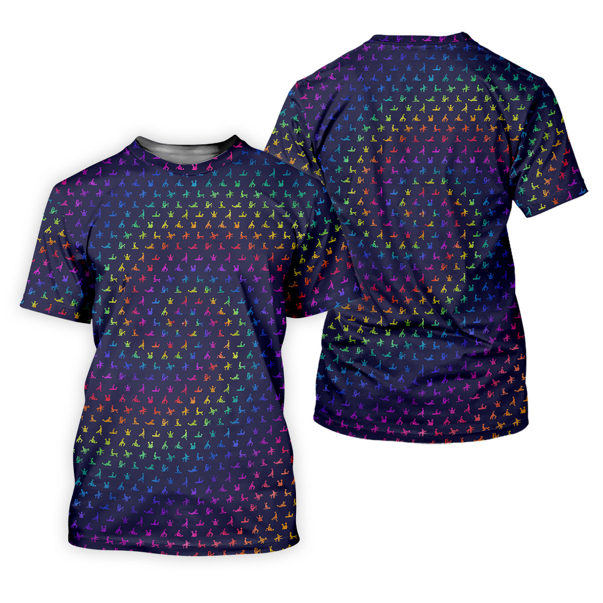 Naughty Position Adult Humor Rainbow Effect Men's Golf Polo Shirts, Golf Gift For Men, Golf Shirts For Men