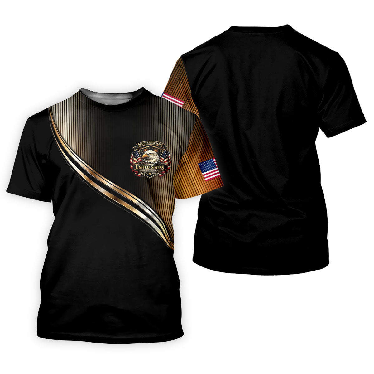 250th Anniversary Metallic Looking Patriotic Golf Shirt, 4th Of July Golf Shirt For Women