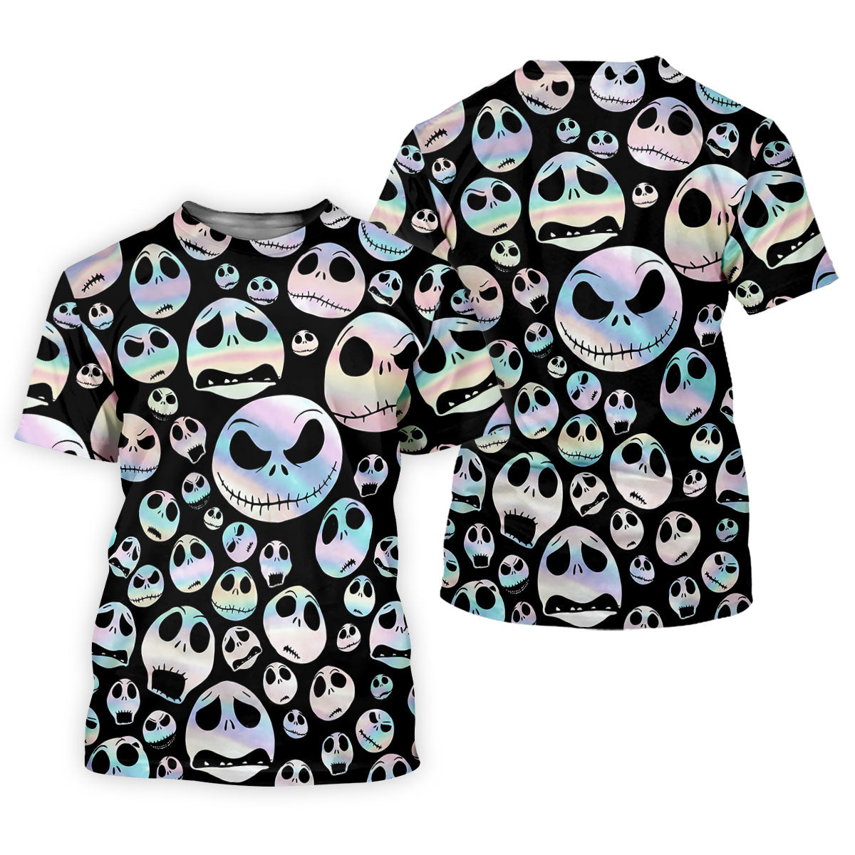 Black Horror Character Skull Face Pattern Golf Polo Shirt, Ladies Golf Shirts, Womens Golf Tops
