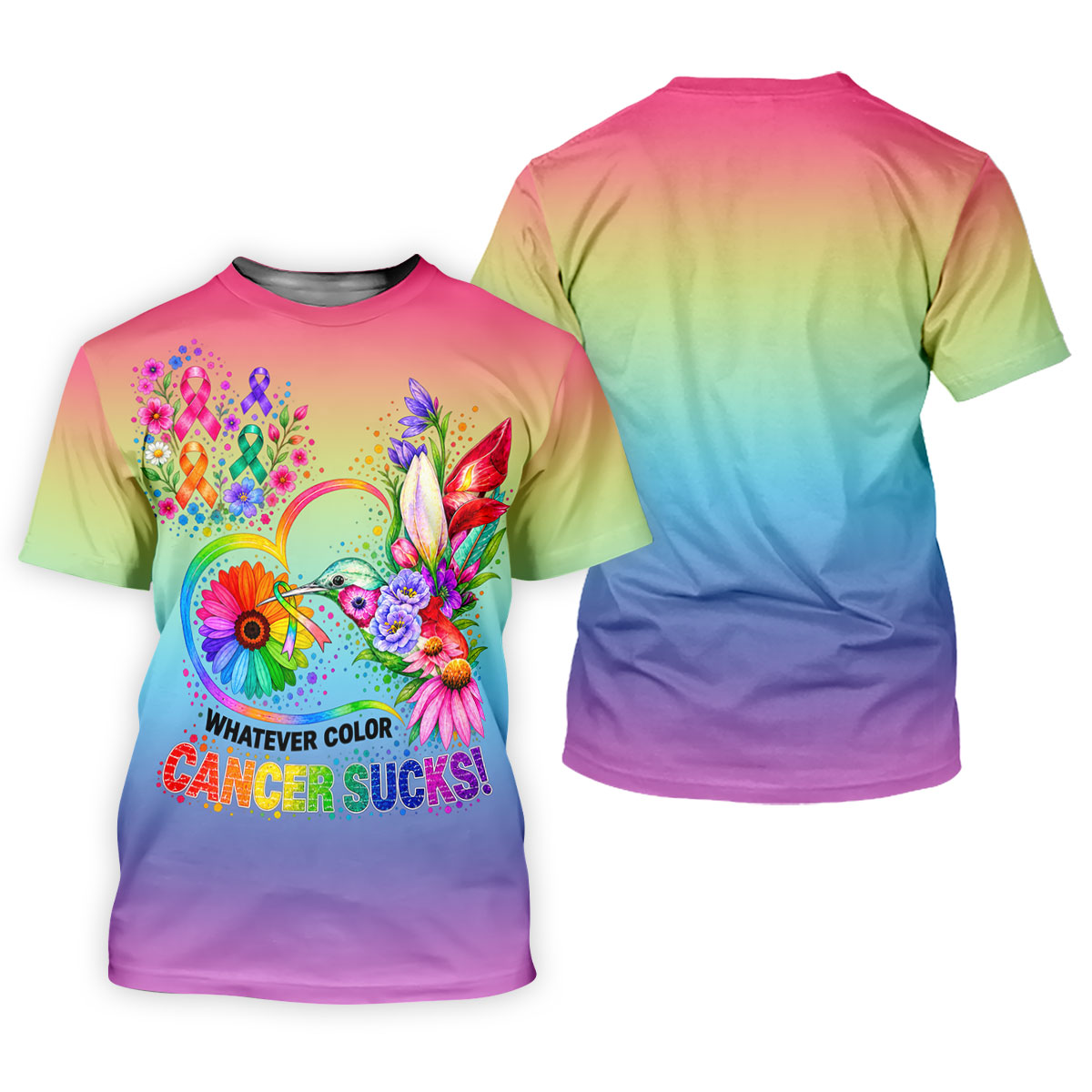 Whatever Color Cancer Sucks Hummingbird Polo Shirt, Mens Golf Polo, Men's Golf Shirt