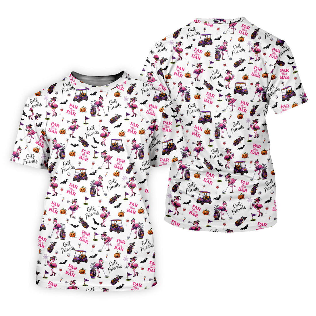 White Par Then Bar Flamingo Halloween Shirt, Women's Golf Apparel, Golf Tops For Women