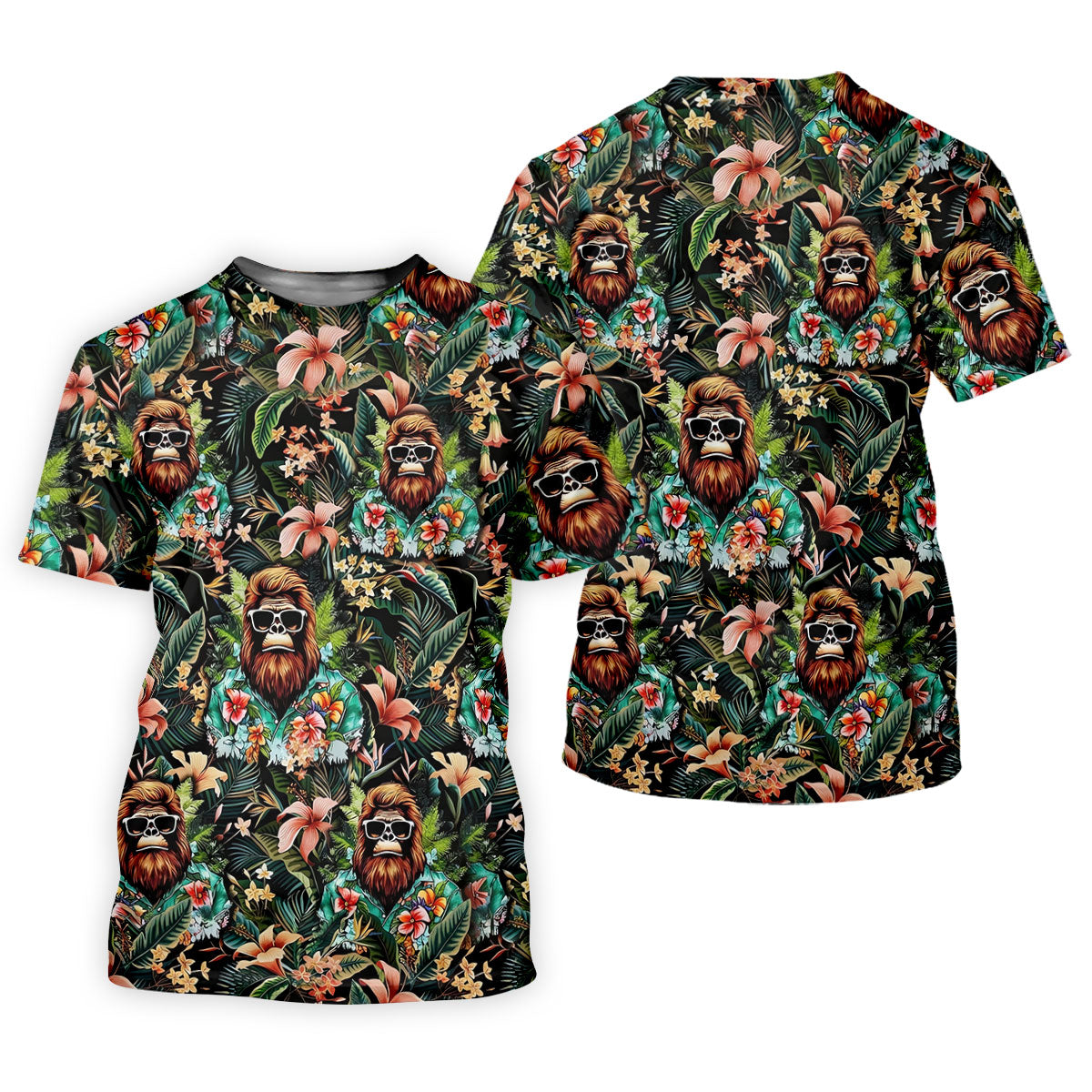 Bigfoot Hawaiian Tropical Golf Shirt, Funny Sasquatch Golf Shirt For Women