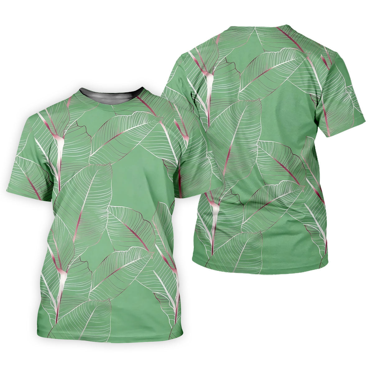 Tropical Leaves Green Golf Shirt, Summer Hawaiian Golf Shirt, Golf Shirts For Men