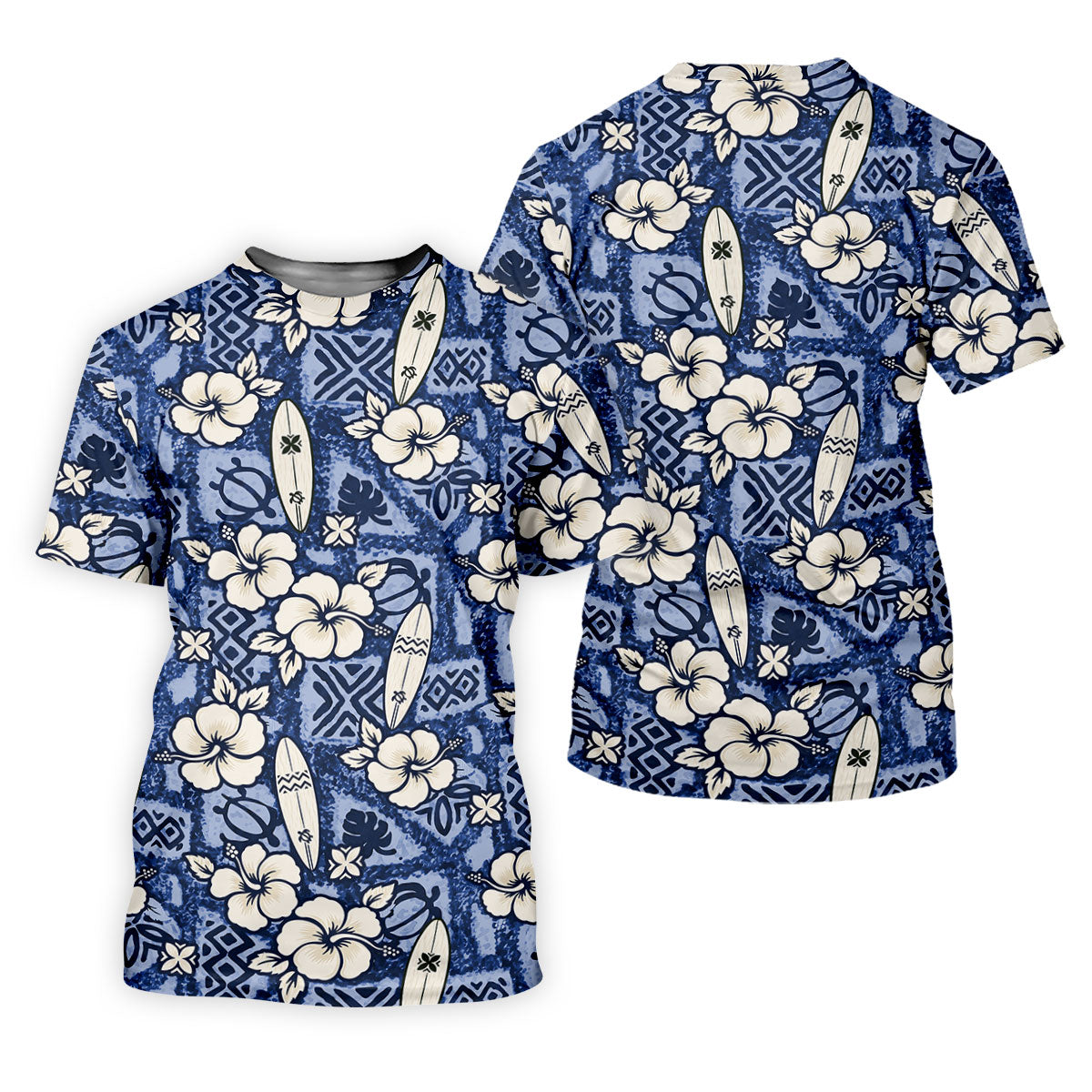 Blue Hawaiian Surfboard Hibiscus Golf Shirt, Women's Golf Shirt, Hawaiian Golf Shirt, Golf Polo For Women