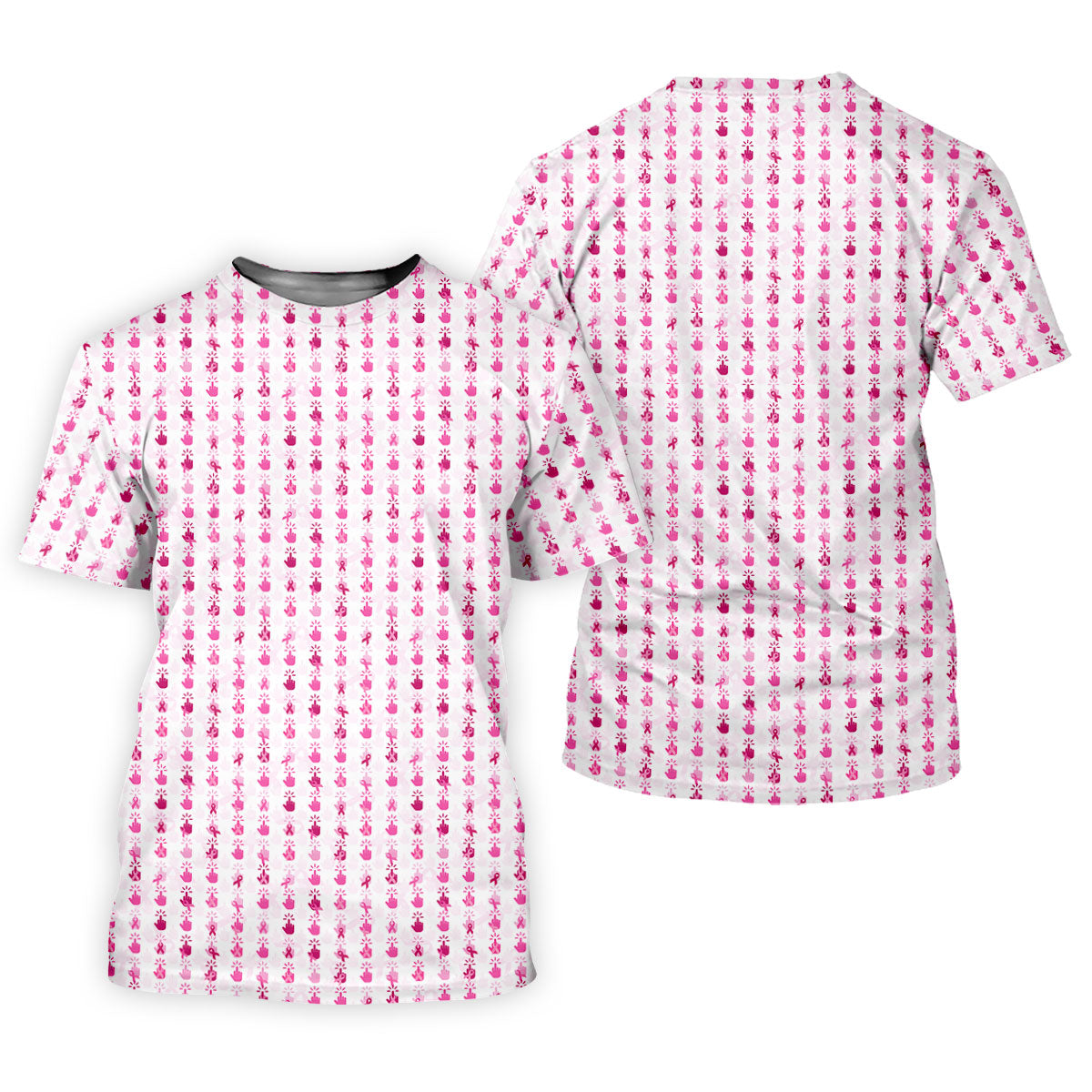 Pink Ribbon Finger Touch Breast Cancer Polo Shirt, Mens Golf Polo, Golf Apparel For Men