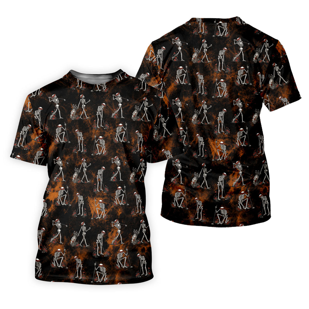 Skeleton Golfer Floral Halloween Polo Shirt, Hawaiian Golf Shirt, Ladies Golf Tops