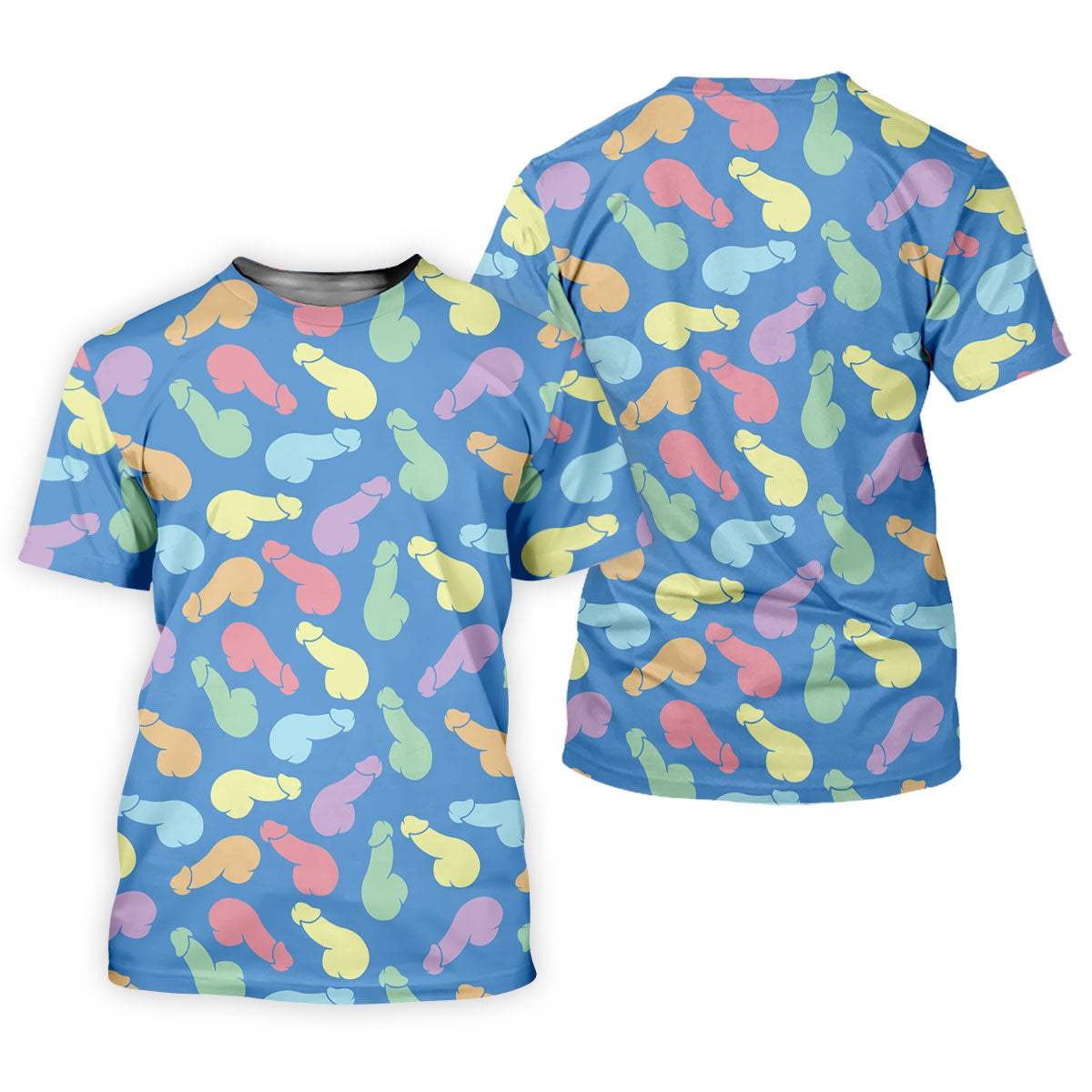 Funny Pastel Adult Pattern Blue Polo Shirt, Mens Golf Polo, Golf Shirts For Men