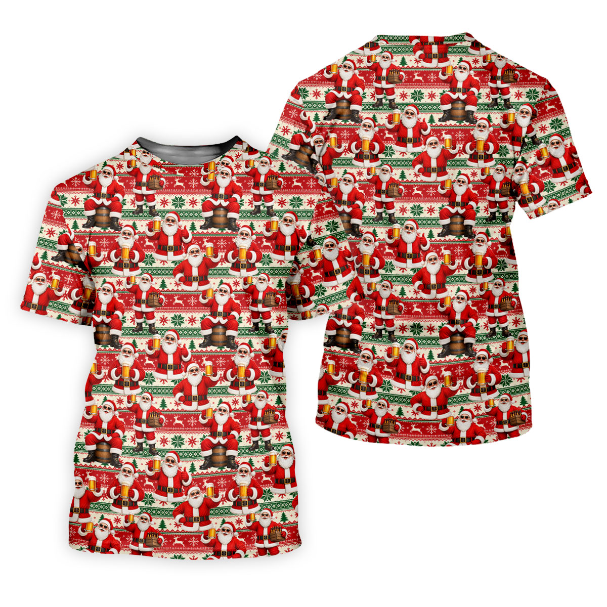Funny Santa Beer Ugly Sweater Christmas Golf Shirt, Mens Golf Shirts, Polo Shirts For Men