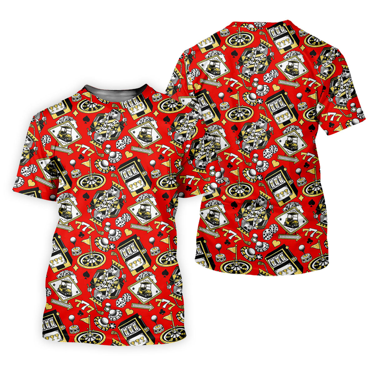 Casino Golf Pattern Red Hawaiian Golf Polo Shirt, Ladies Golf Shirt, Women's Golf Apparel