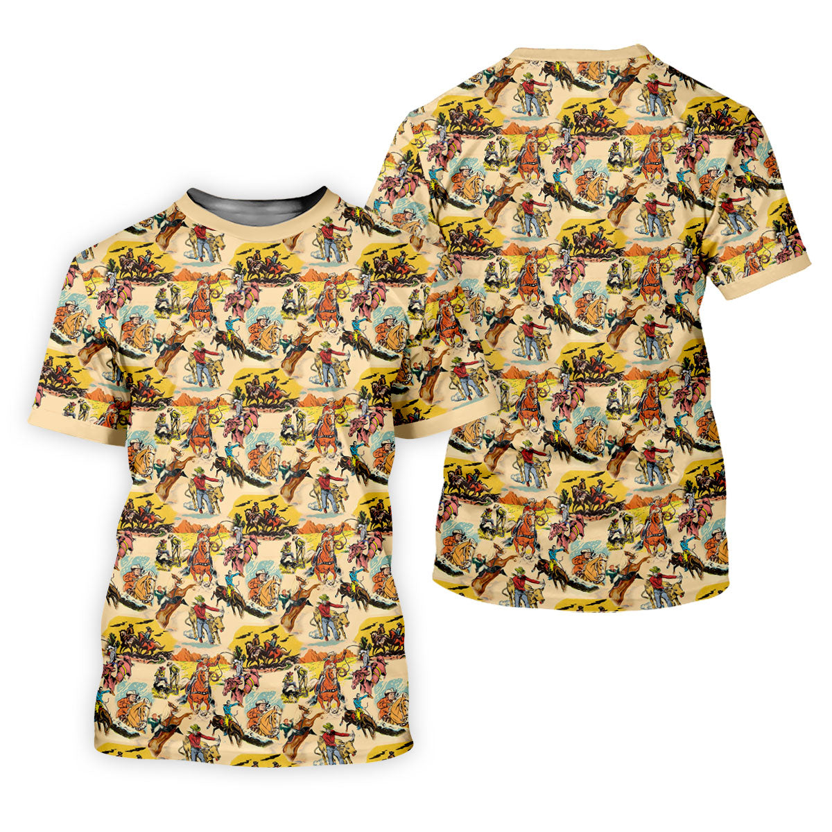 Vintage Cowboy Western Theme Old West Women Golf Top, Ladies Golf Shirts, Golf Shirt For Women