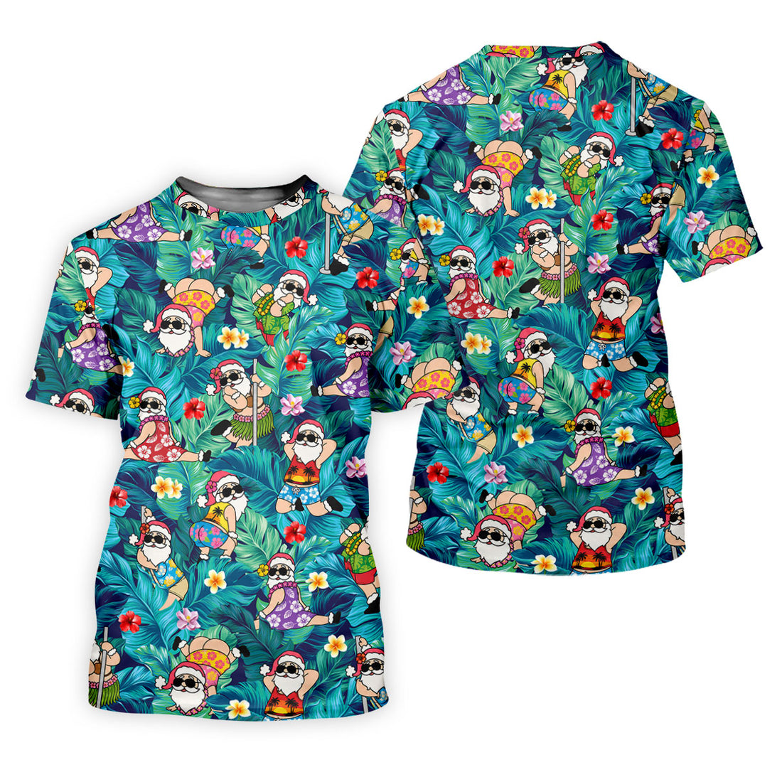 Funny Hula Santa Christmas Golf Shirt, Women's Golf Tops, Hawaiian Golf Shirt, Printed Golf Shirt