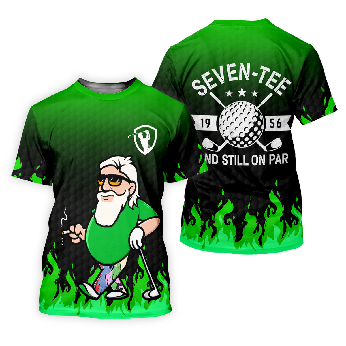 Cool Bearded Golfer Cartoon Men's Golf Shirt, Golf Polo Shirts For Men, Printed Golf Shirts