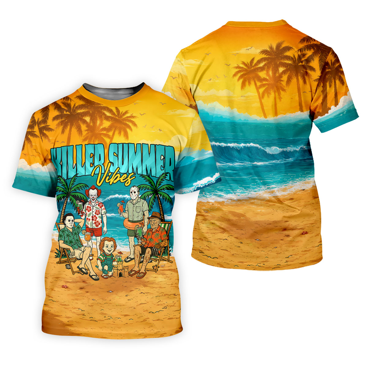 Killer Summer Vibes Horror Beach Party Golf Hawaiian Shirt, Women's Golf Polo, Ladies Golf Tops