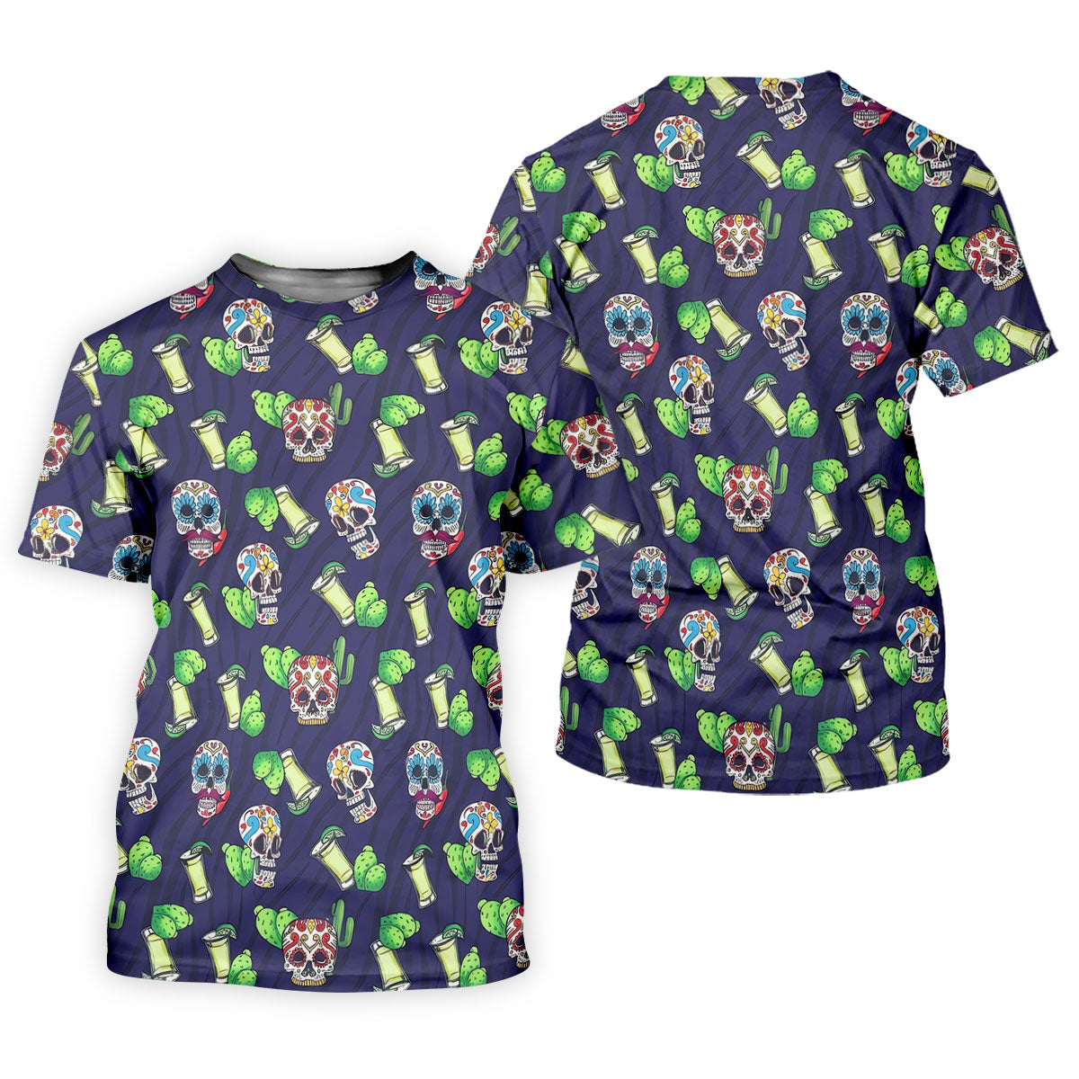 Day Of The Dead Sugar Skull Cactus Polo Shirt, Mens Golf Polo, Hawaiian Golf Shirt
