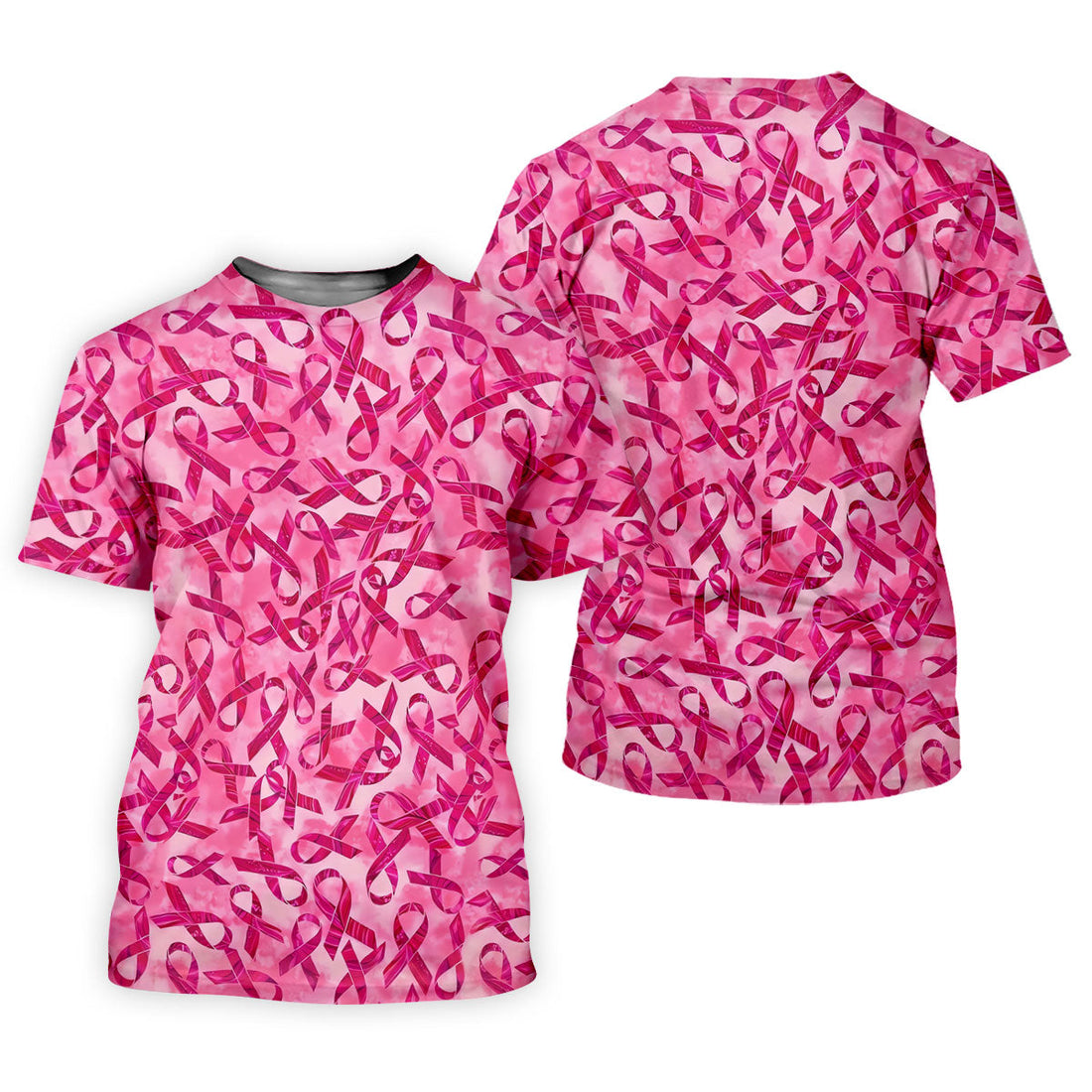 Pink Ribbon Breast Cancer Pattern Polo Shirt, Ladies Golf Shirt, Golf Tops For Women
