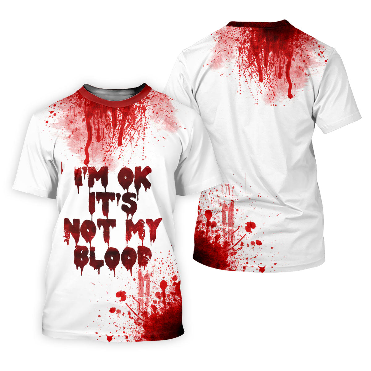 It's OK It's Not My Blood Halloween Blood Splatter Golf Tops For Men, Horror Blood Polo ShirtFor Men