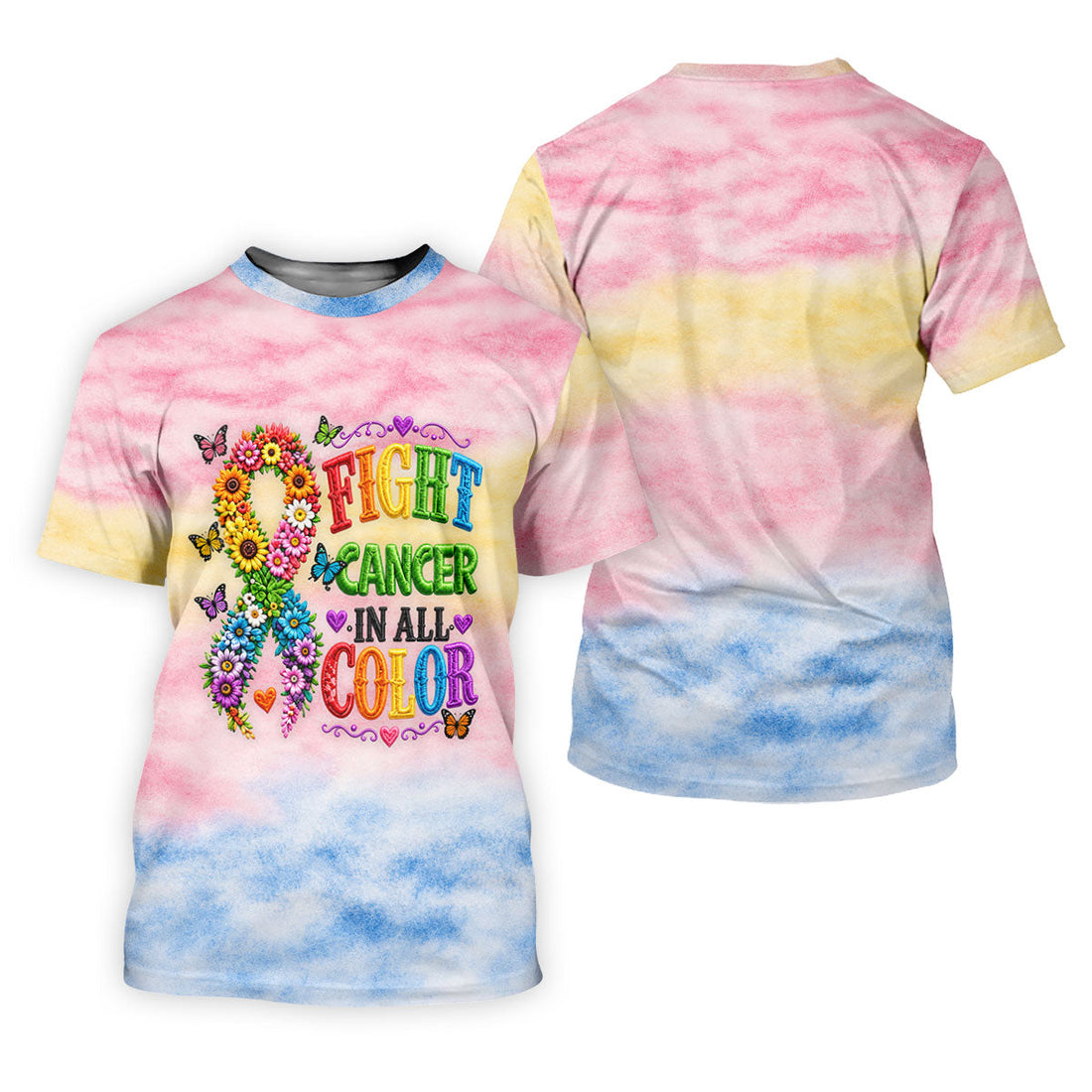 Fight Cancer In All Color Floral Ribbon Polo Shirt, Ladies Golf Shirt, Womens Golf Tops