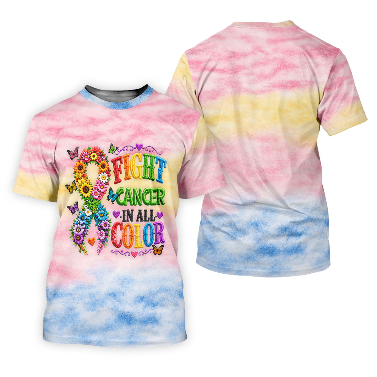 Fight Cancer In All Color Floral Ribbon Polo Shirt, Ladies Golf Shirt, Womens Golf Tops