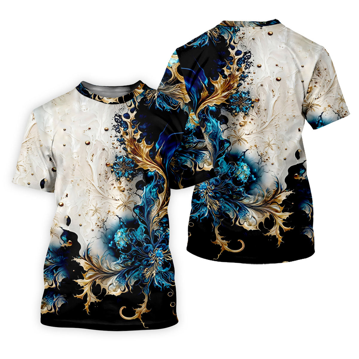 Metallic Flower Fractal Art Hawaiian Golf Shirt, Retro Golf Shirt, Women's Golf Tops