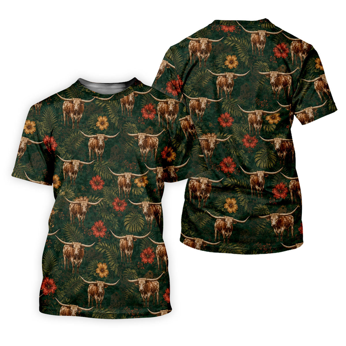 Texas Longhorn Tropical Pattern Golf Polo Shirt, Men's Golf Shirt, Hawaiian Golf Shirt