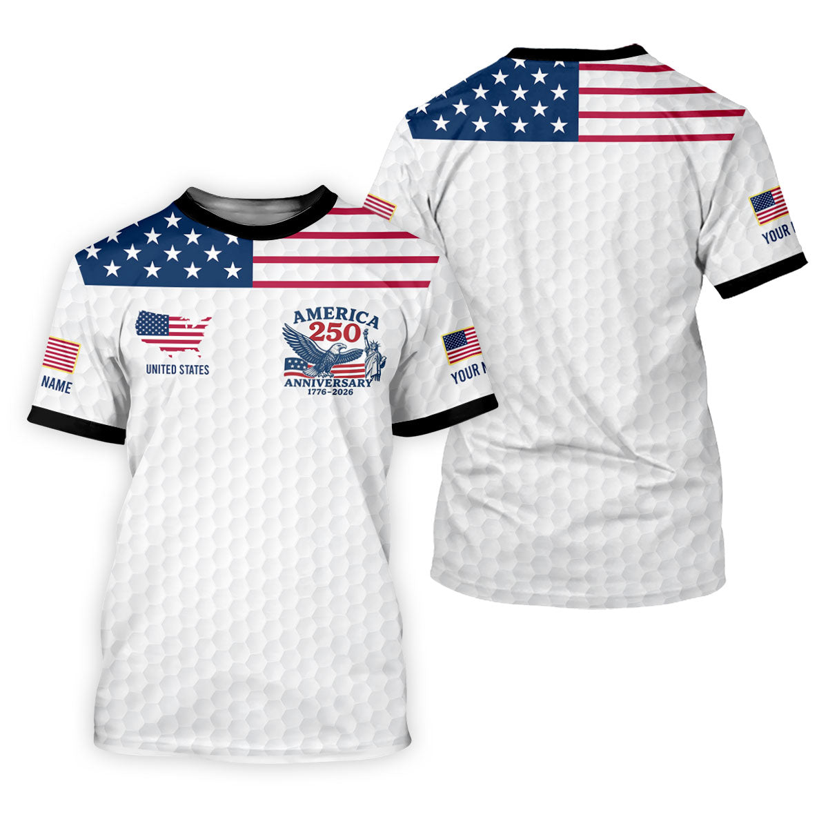 America 250 Anniversary 1776-2026 Golf Ball Pattern Patriotic Golf Shirt, Women's Golf Tops, Ladies Golf Polos
